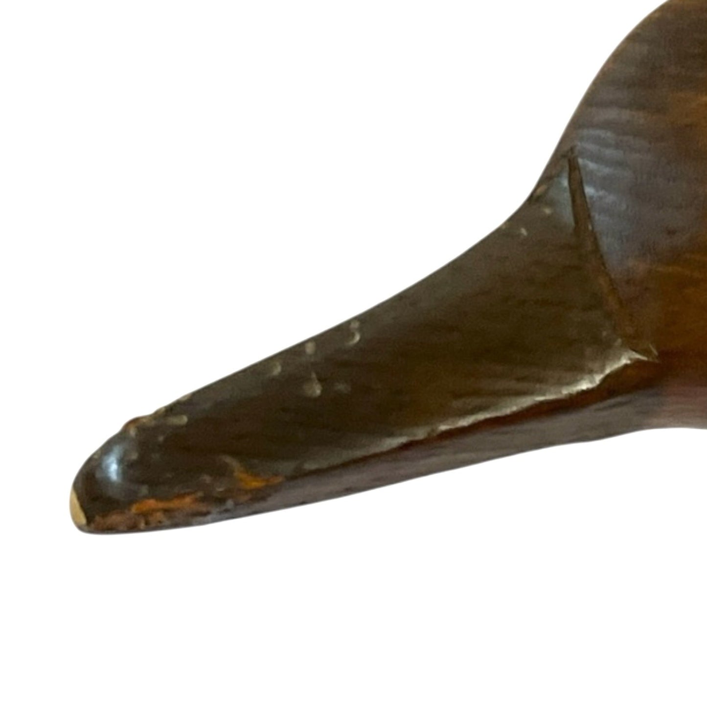 Vintage Wooden Duck Decoy – Hand-Carved by Creations by Branford – Rustic Folk Art Figurine with Painted Golden Accents – 17" Long