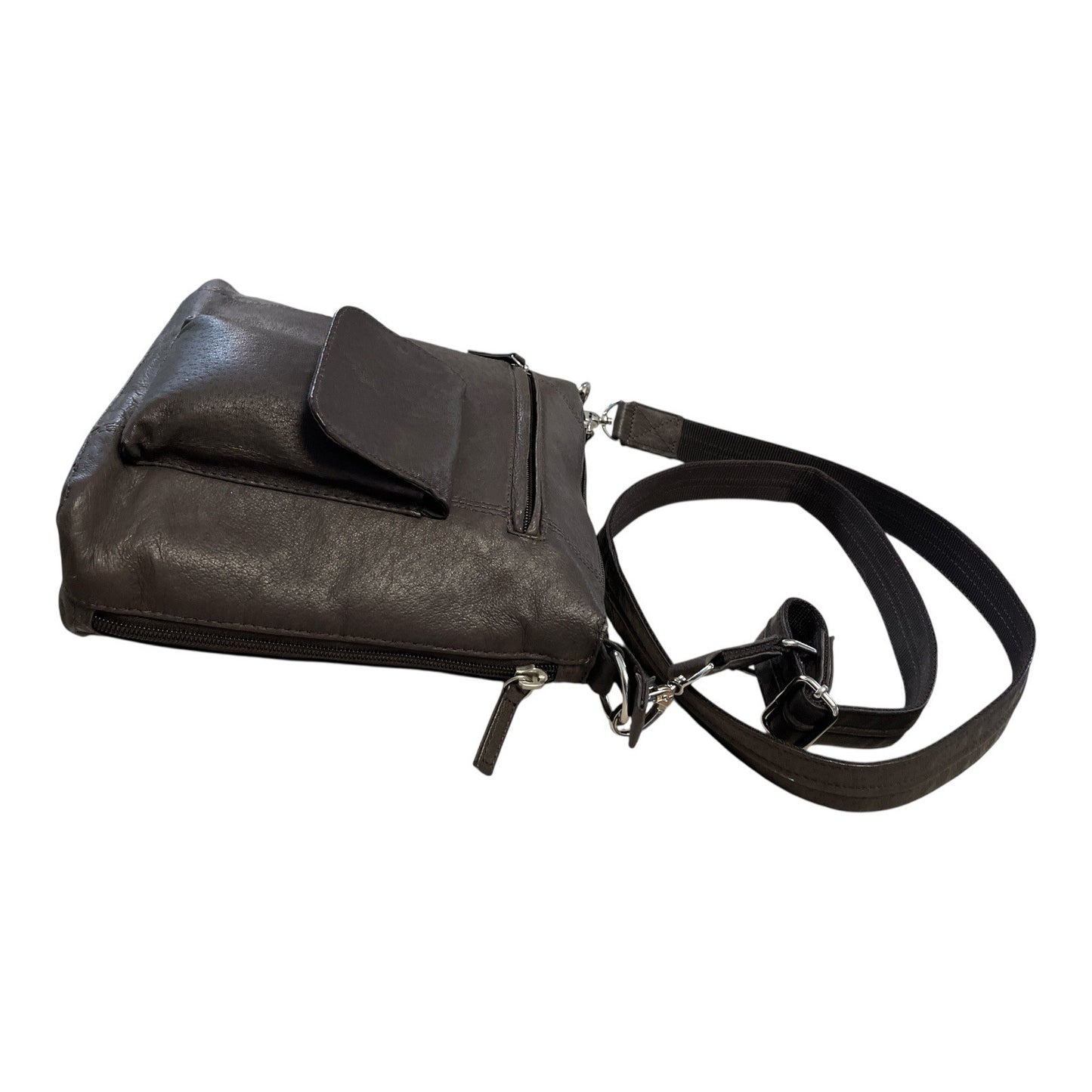 Gun Tote’n Mamas Concealed Carry Brown Faux Leather Crossbody Bag – 2012 – Adjustable Strap, Organizer Pockets, Holster Included