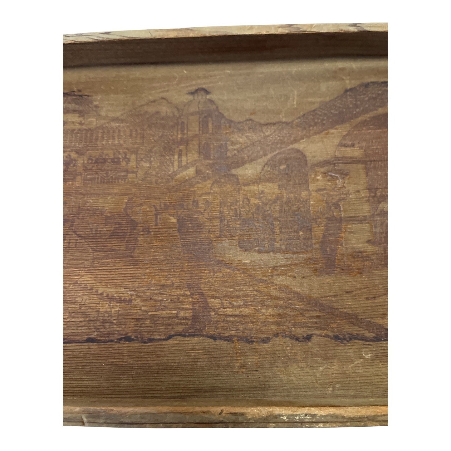 Vintage California Redwood Tray – Scenic Etched Design, 1940s–60s Souvenir, 14x7.5”