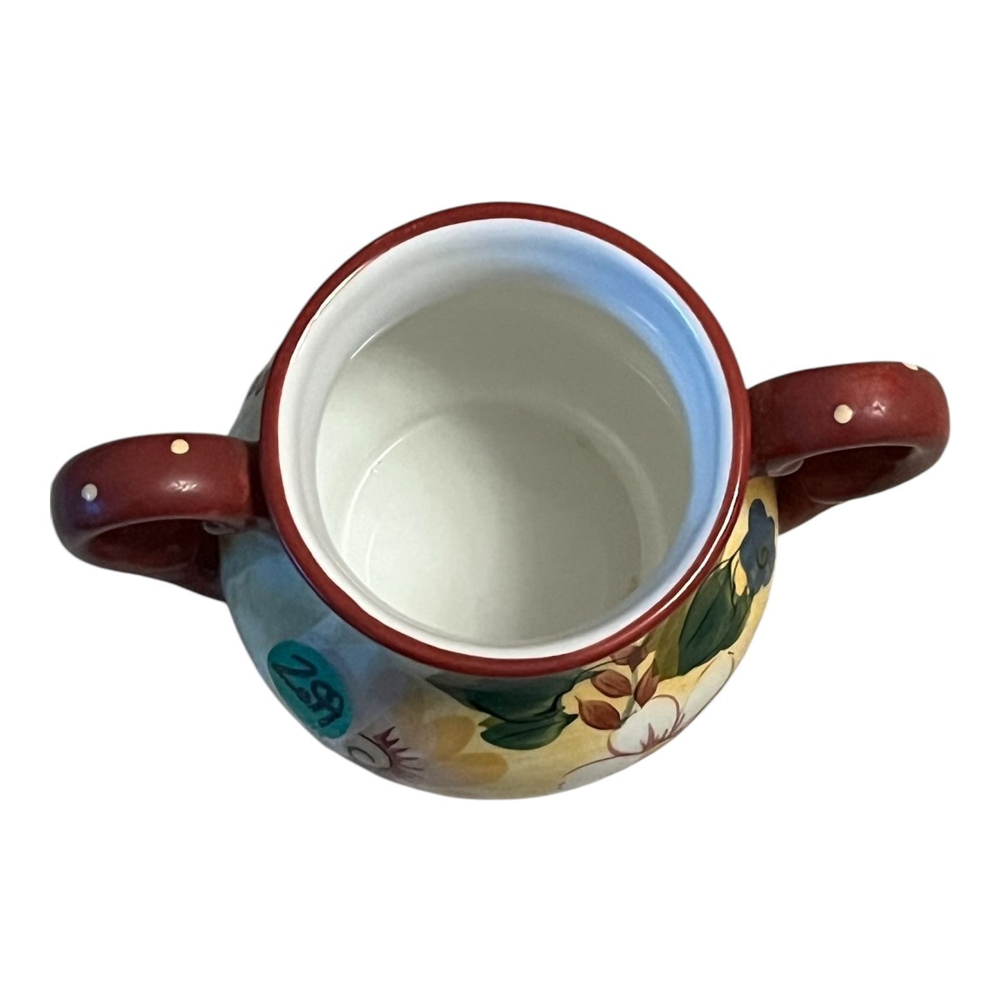 Oneida Kitchen Sunset Bouquet Sugar Bowl – Hand Painted Floral Stoneware – Dual Handles – 1990s