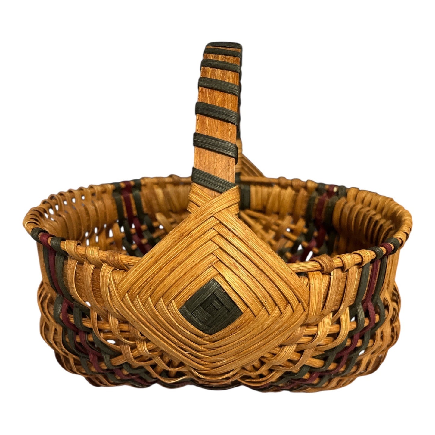 2004 Signed Handwoven Basket by Daniel E. Mast – Amish Folk Art Style – Lemon-Shaped Base
