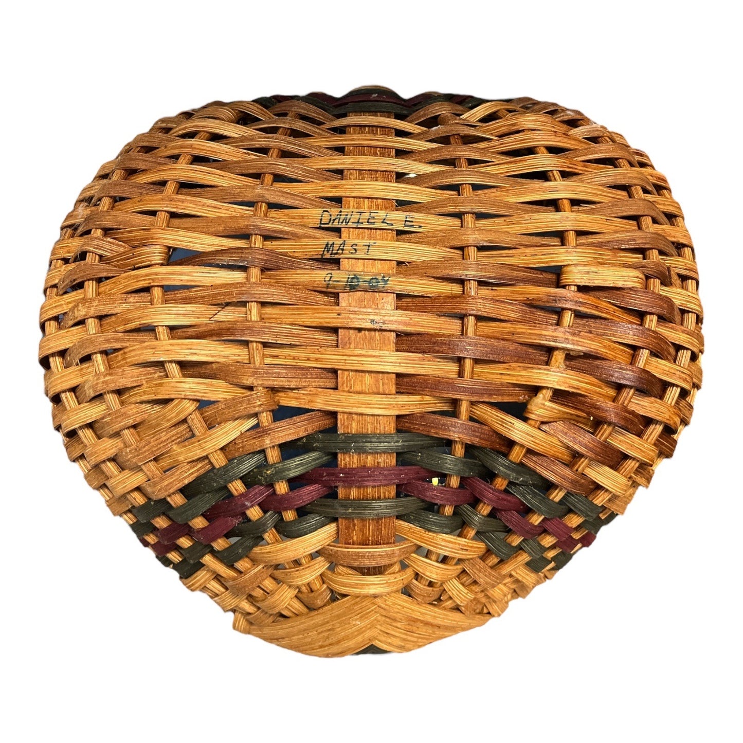 2004 Signed Handwoven Basket by Daniel E. Mast – Amish Folk Art Style – Lemon-Shaped Base