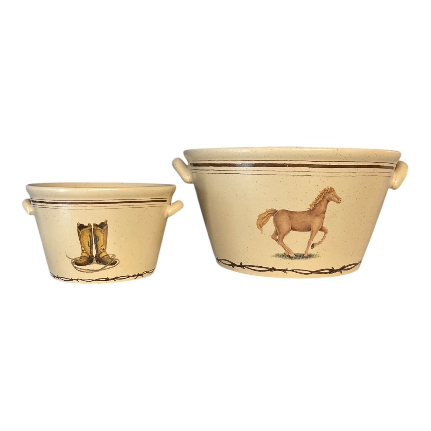 Set of 2 World China VTG Southwestern Serving Bowls | Desert Wildlife Design | Ceramic | 1990s