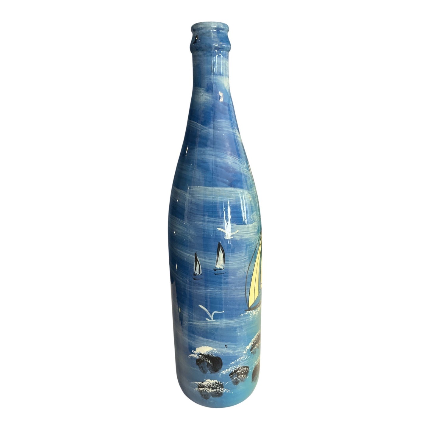 Hand-Painted Nautical Sailboat Decorative Bottle – St. Augustine 2003 – Coastal Art