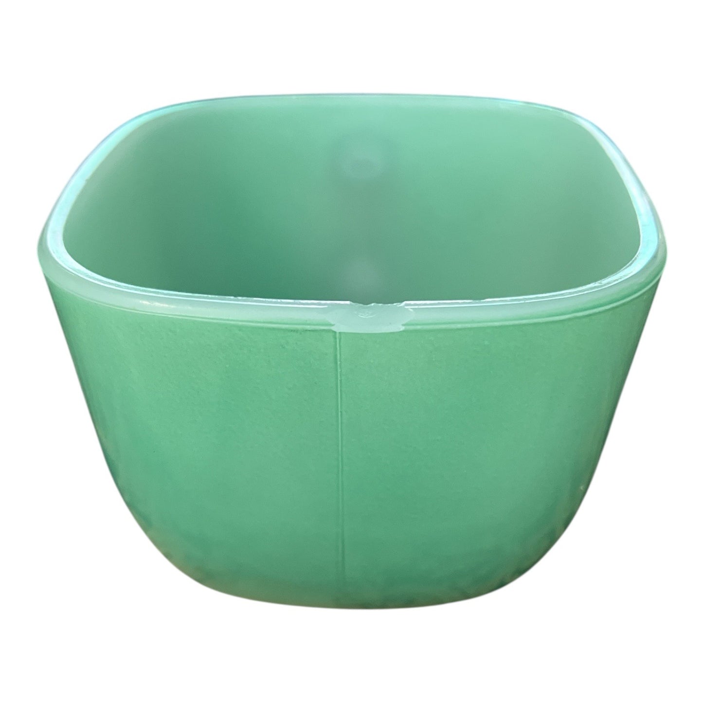 Vintage Glasbake Jadeite Square Coffee Cup | Green Milk Glass | Mid-Century D-Handle Mug