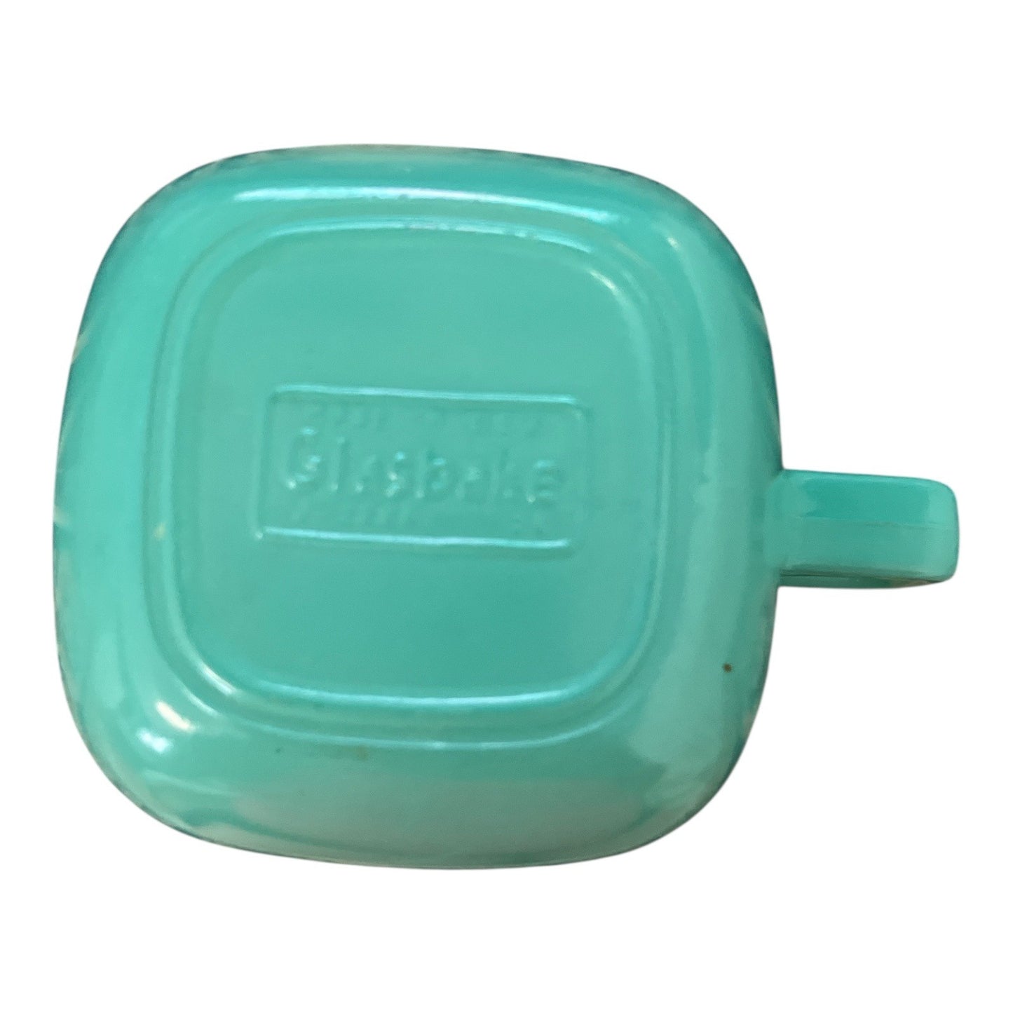 Vintage Glasbake Jadeite Square Coffee Cup | Green Milk Glass | Mid-Century D-Handle Mug