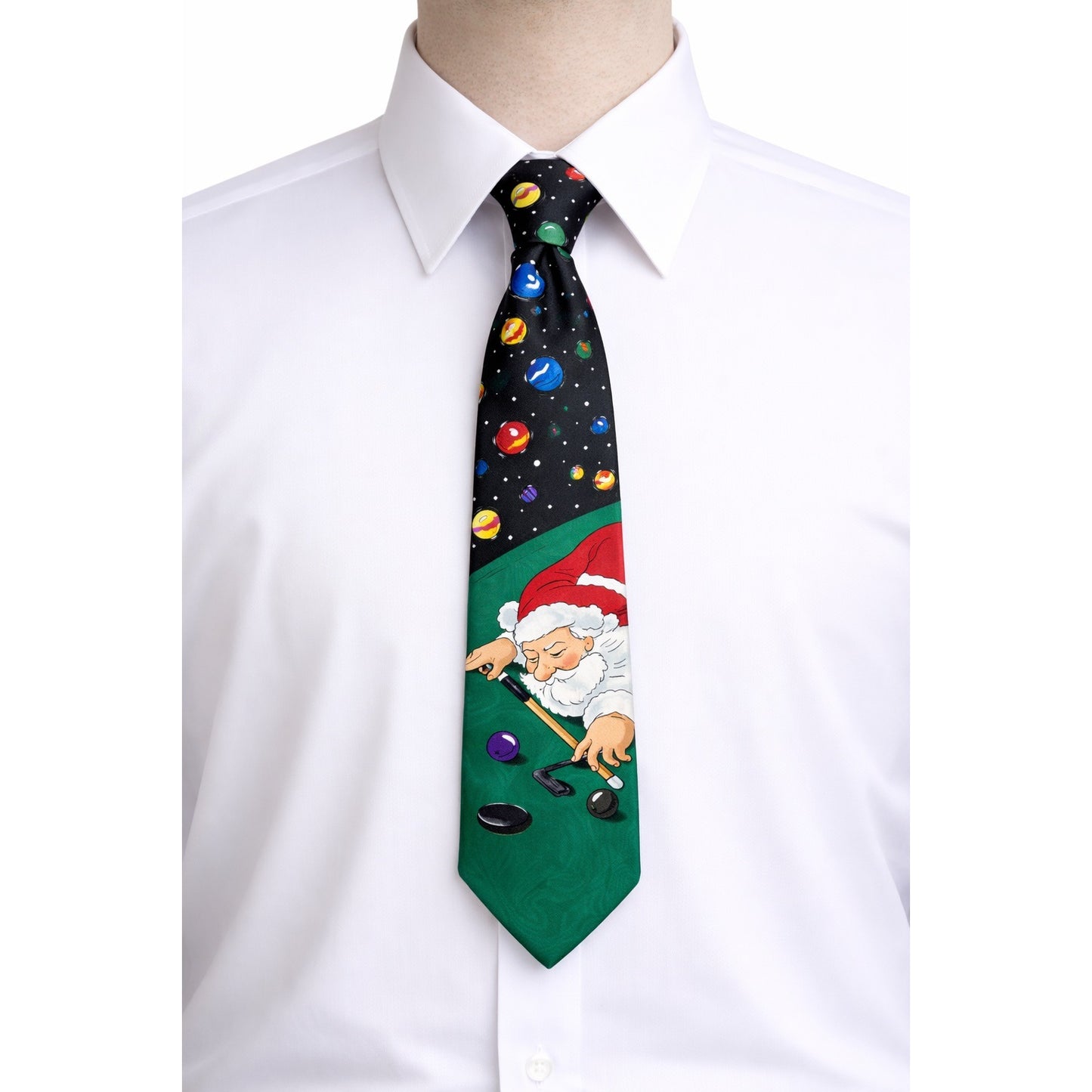 Vintage Hallmark Christmas Necktie Santa Playing Pool Holiday Novelty Tie