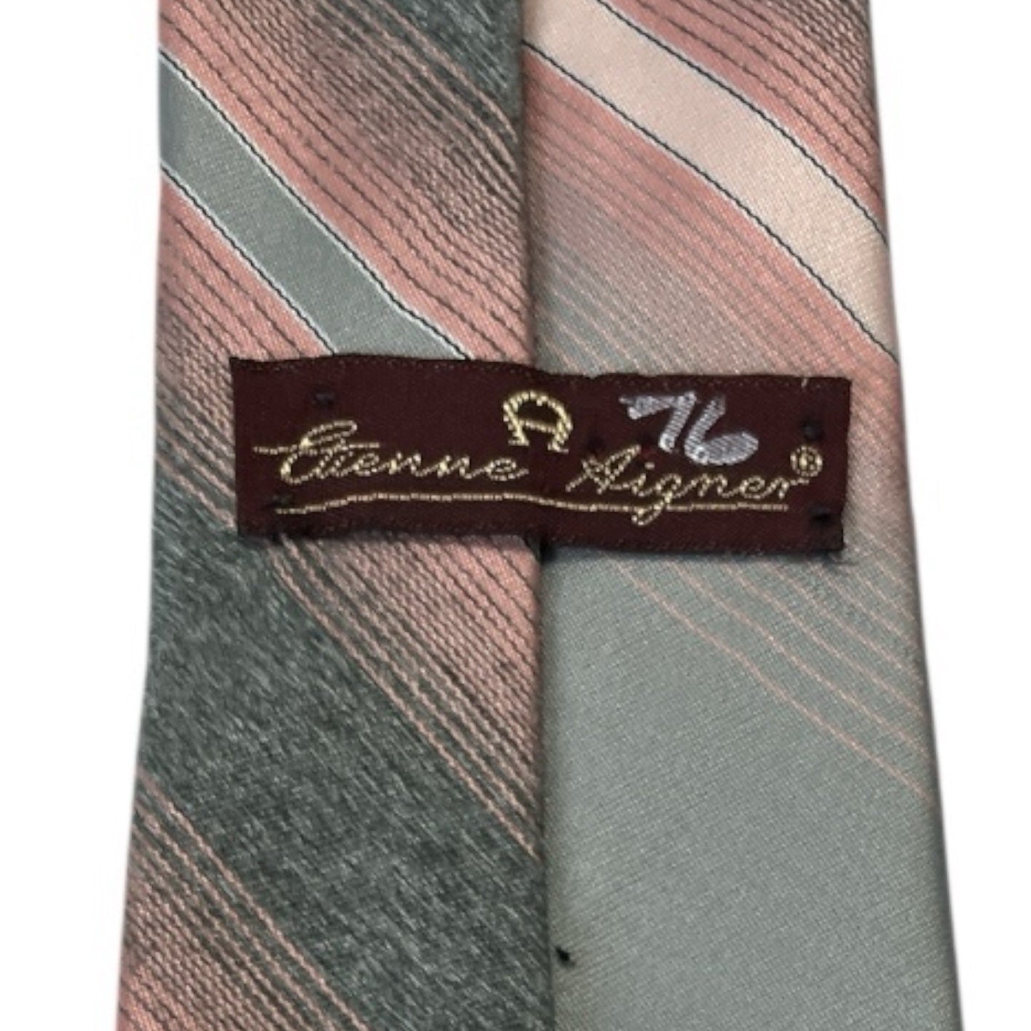 Vtg Etienne Aigner Men’s Tie – 1976 Gray Red Striped Necktie, 55” Long