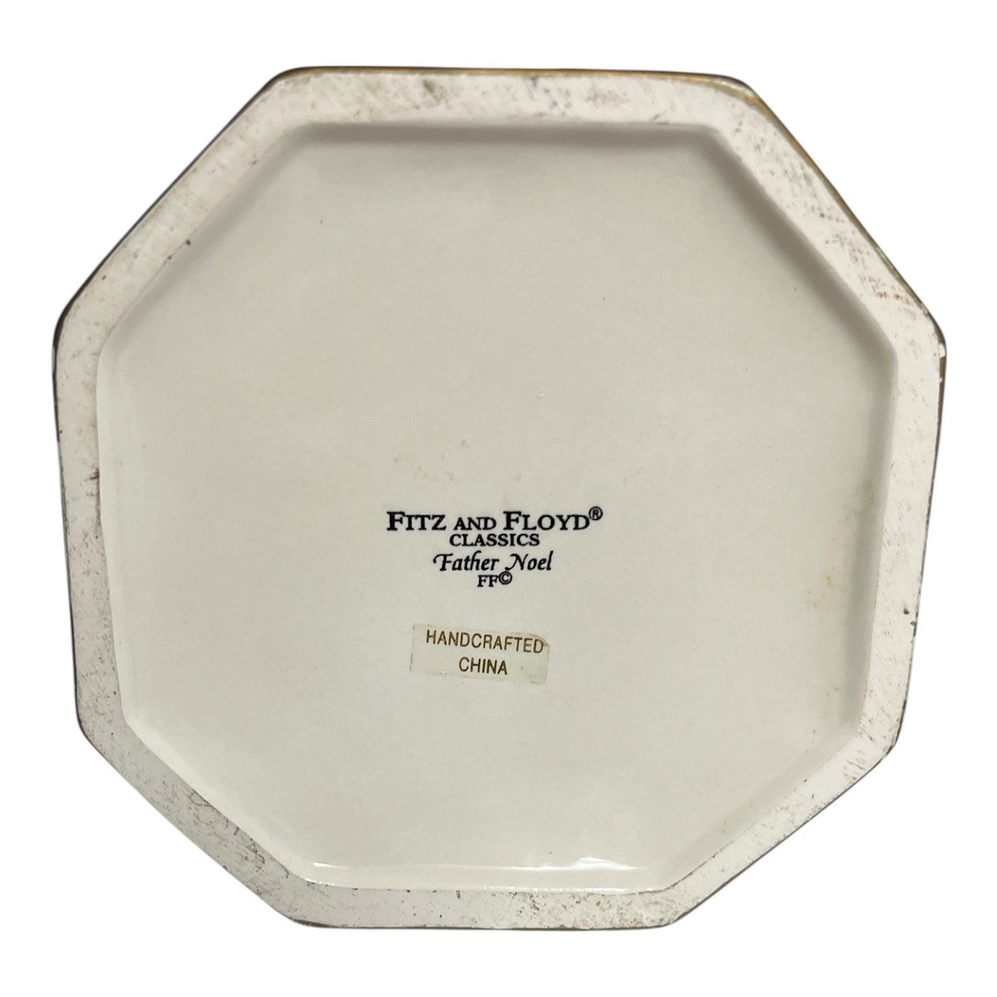 Fitz and Floyd Father Noel Octagon Lidded Box, Fruit & Ribbon Top, 1990s