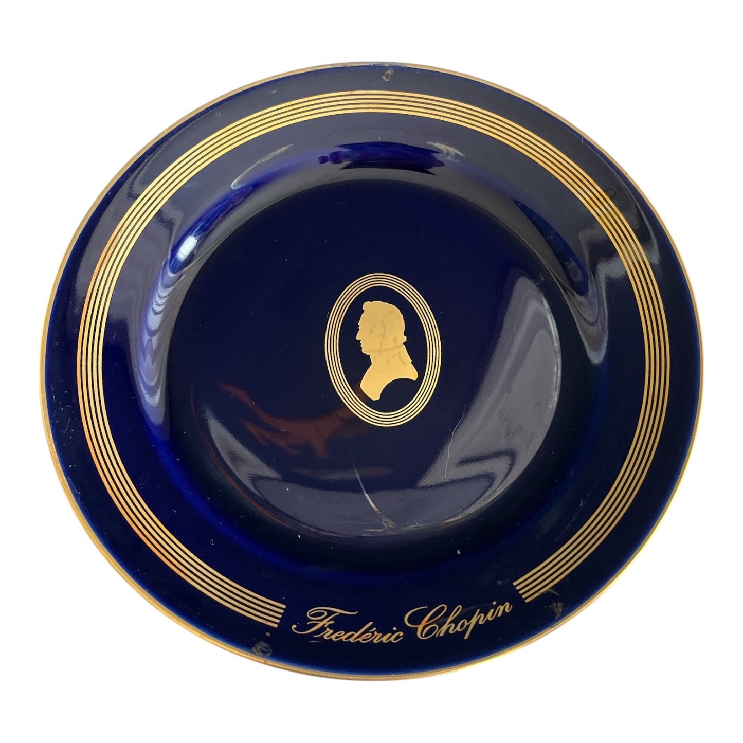 VTG 4 Bing & Grøndahl Copenhagen Porcelain Composer Plates – Cobalt Blue & 22K Gold