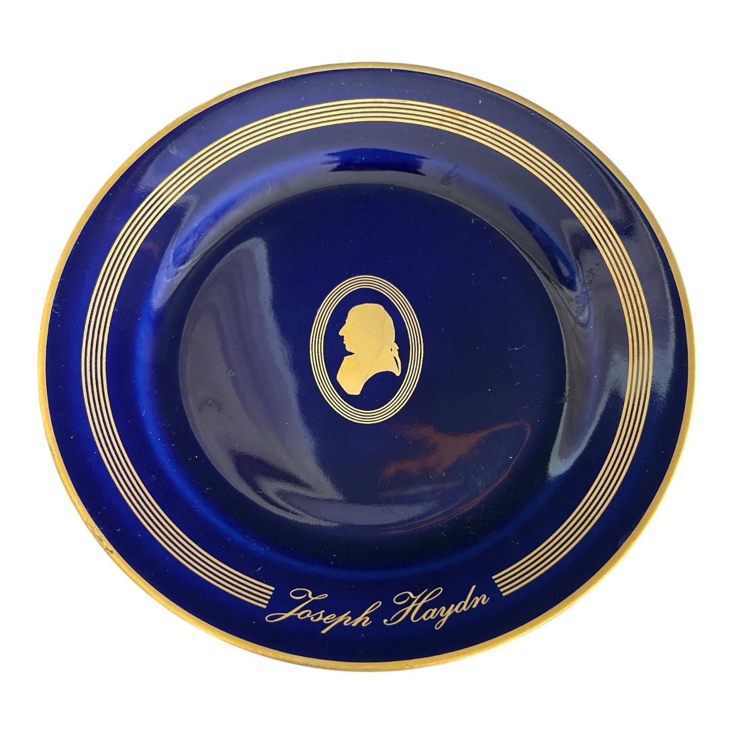 VTG 4 Bing & Grøndahl Copenhagen Porcelain Composer Plates – Cobalt Blue & 22K Gold