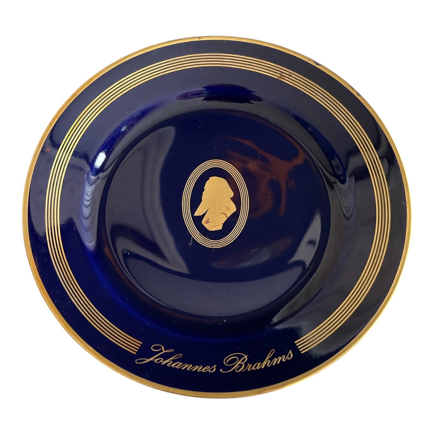 VTG 4 Bing & Grøndahl Copenhagen Porcelain Composer Plates – Cobalt Blue & 22K Gold