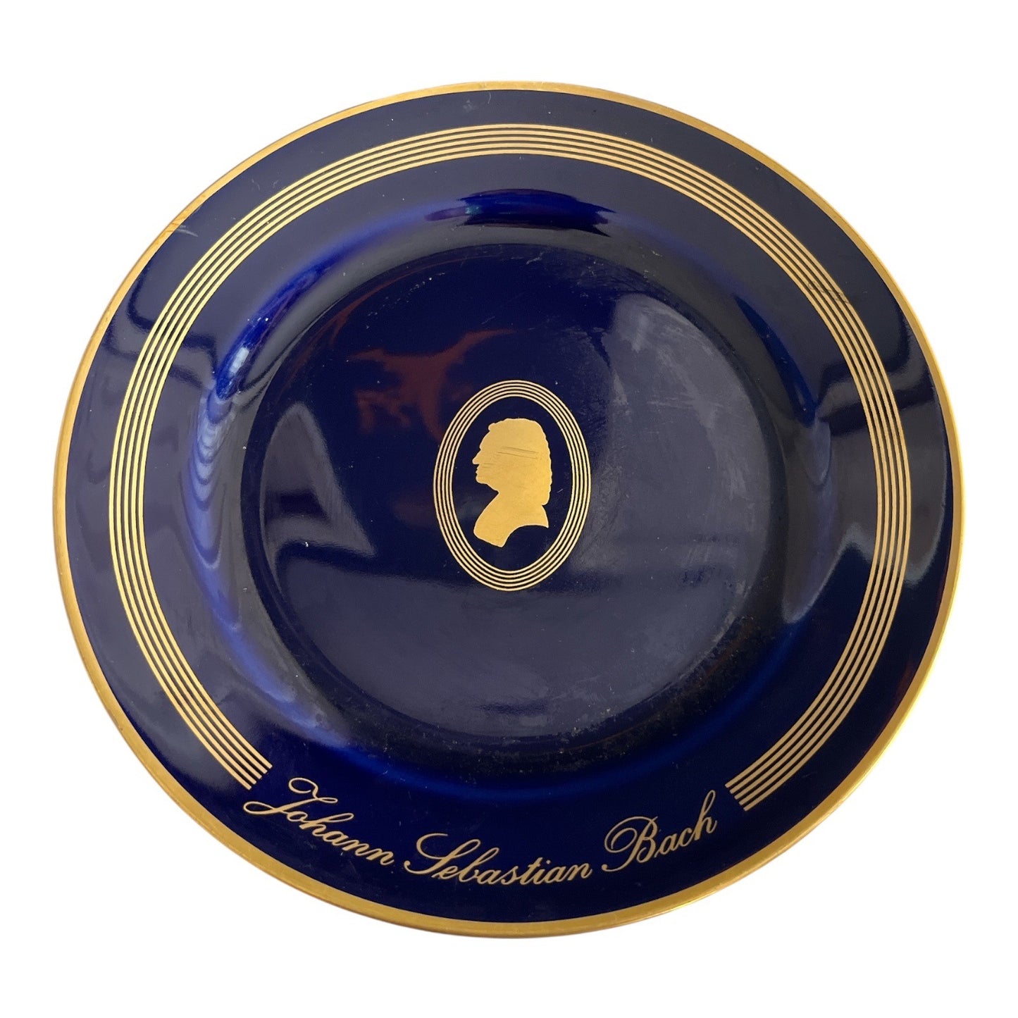VTG 4 Bing & Grøndahl Copenhagen Porcelain Composer Plates – Cobalt Blue & 22K Gold