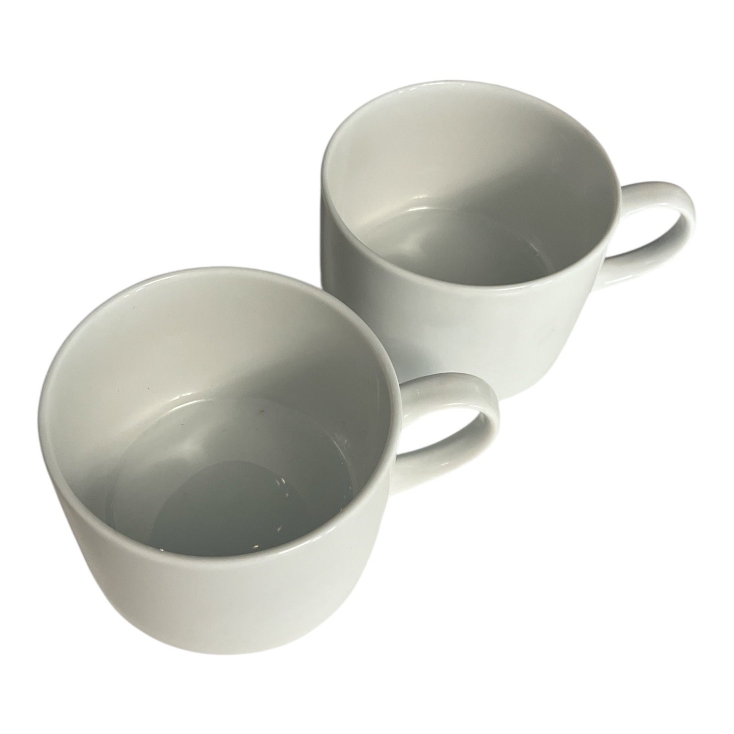 Crate & Barrel Verge White Porcelain Coffee Mugs – Set of 2 – 2010s