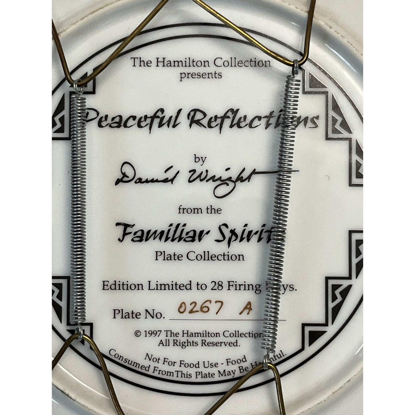 Hamilton Collection Peaceful Reflections David Wright Familiar Spirits Collector Plate 1997