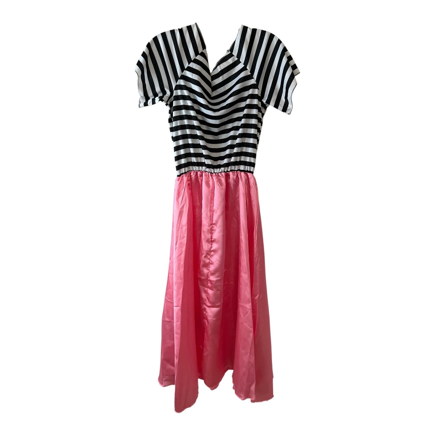 1950s Poodle Skirt Costume Dress – Pink Skirt with Black & White Striped Top – Women’s M (8–10)