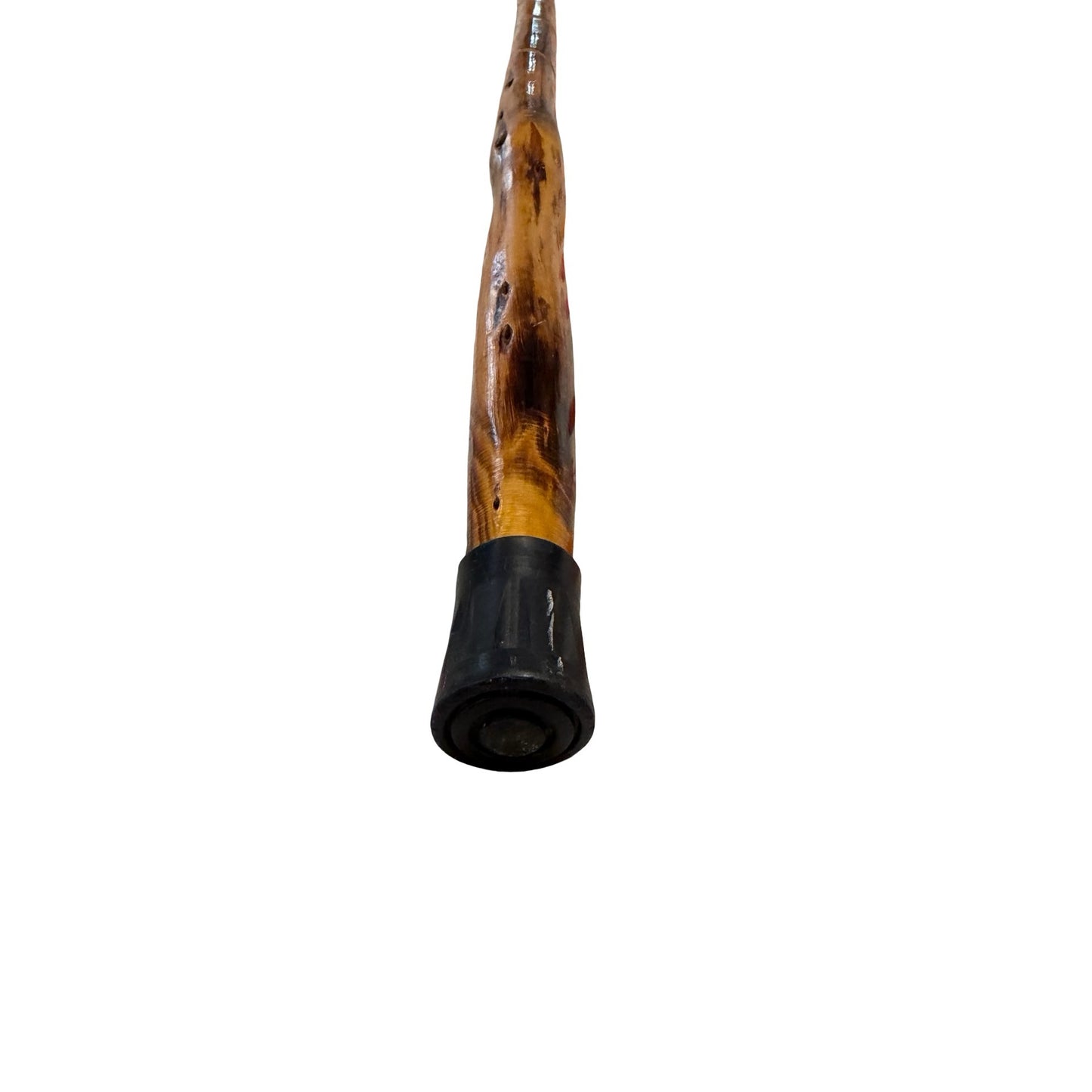 Vintage Hand Carved Wooden Walking Cane Rustic Crook Handle Spiral Shaft 35"