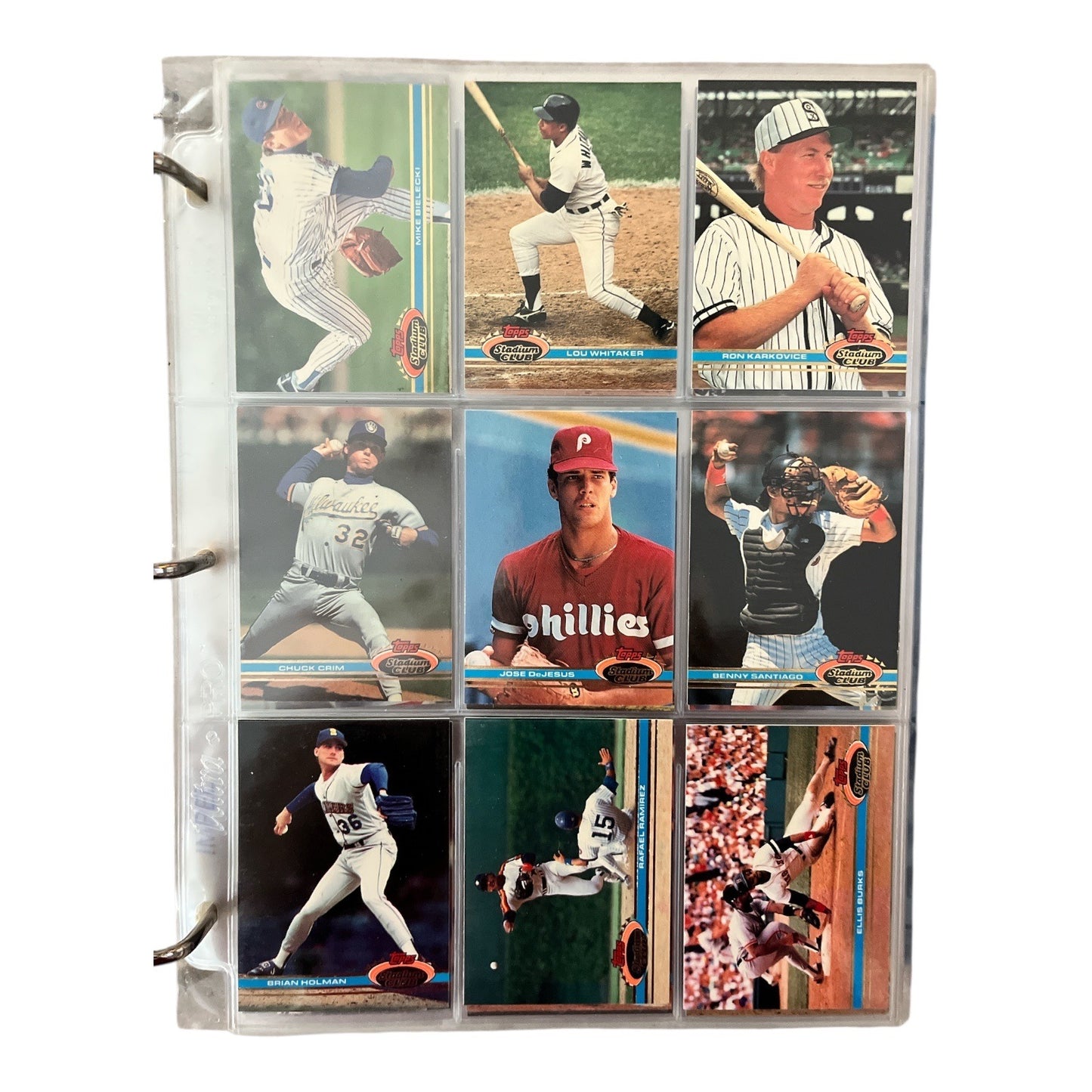 Vintage Baseball Card Collection Binder With 1991 Stadium Club Cards & Player Images