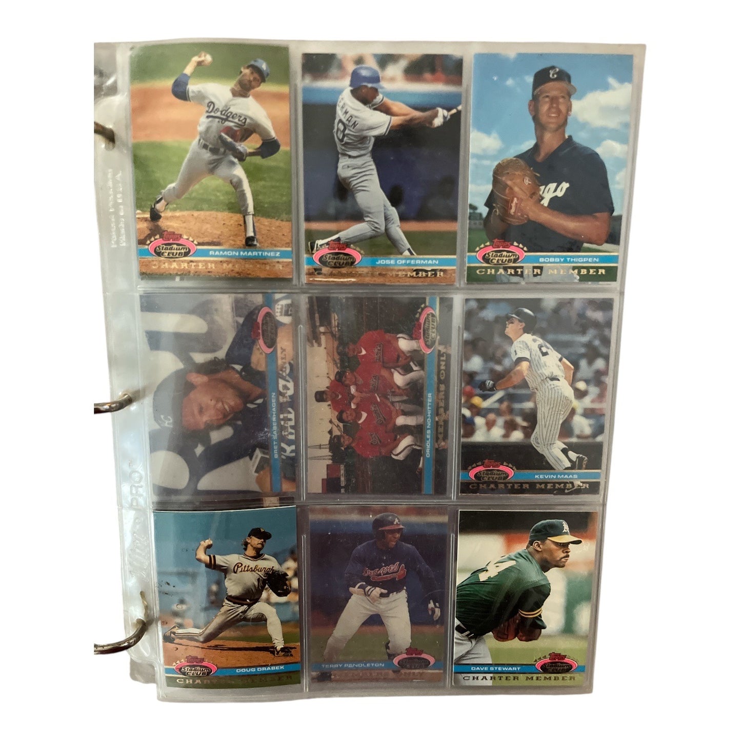 Vintage Baseball Card Collection Binder With 1991 Stadium Club Cards & Player Images