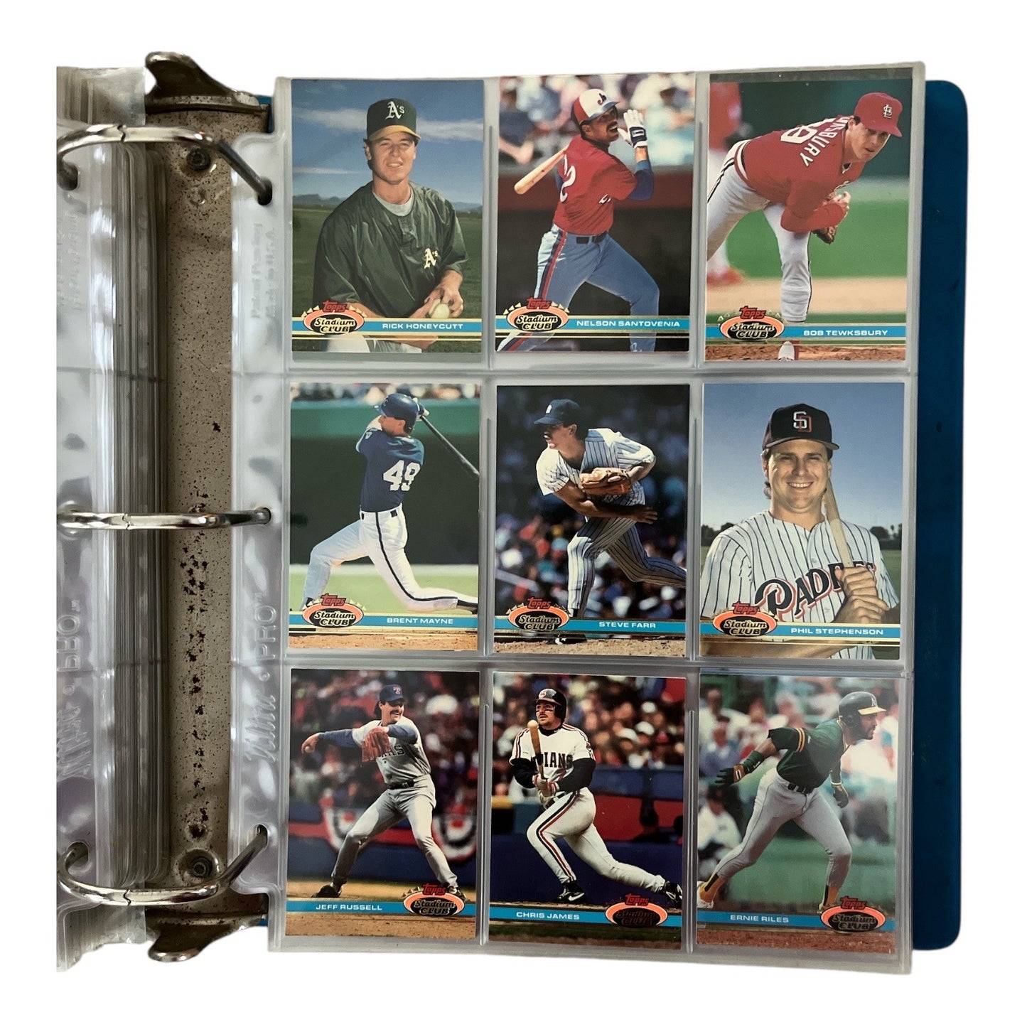 Vintage Baseball Card Collection Binder With 1991 Stadium Club Cards & Player Images