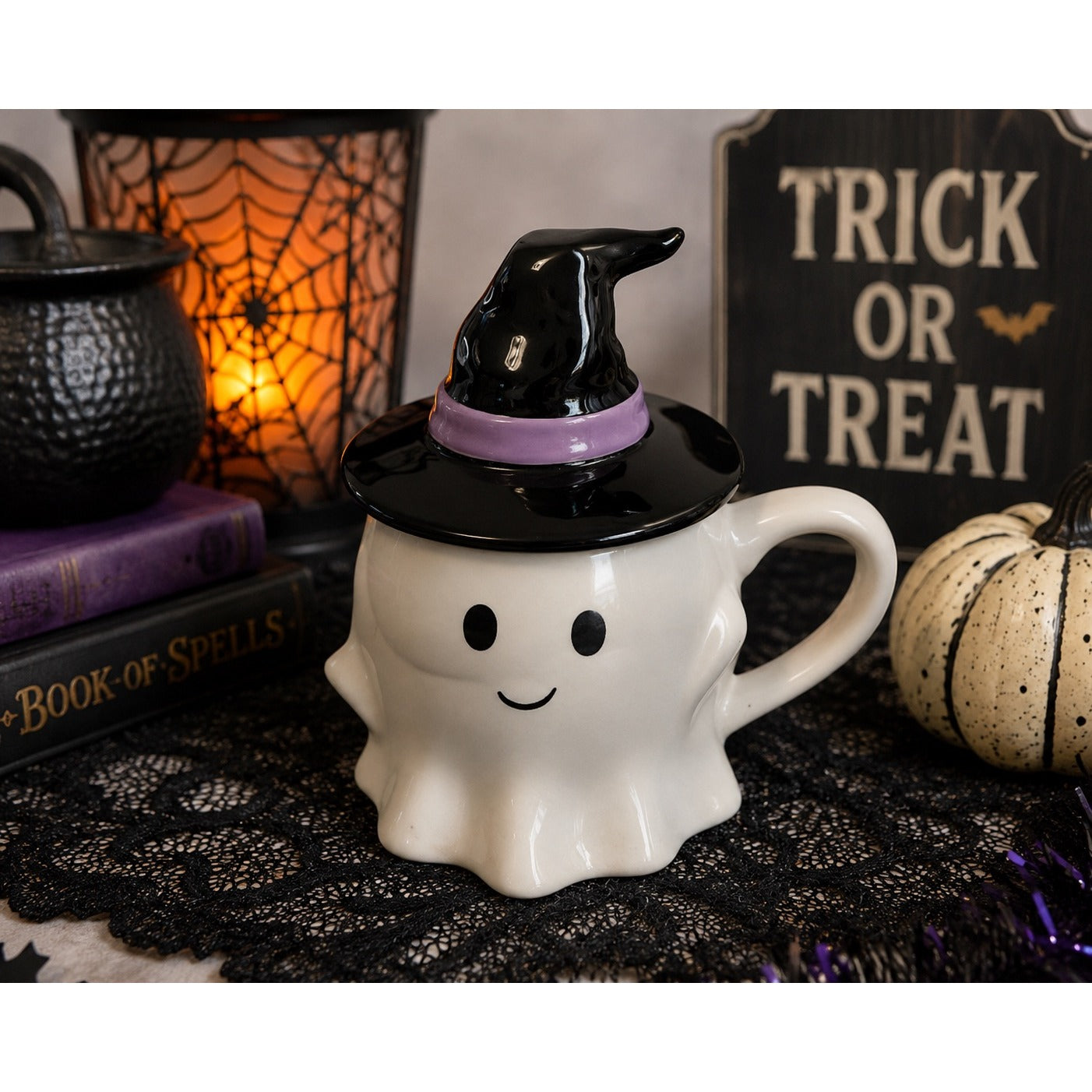 Hyde and EEK Boutique Ghost Mug with Witch Hat Lid Halloween Stoneware Target 2025