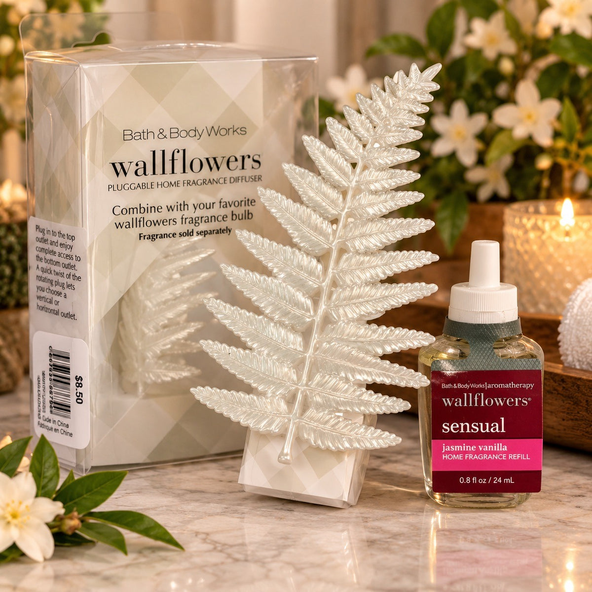 Bath Body Works Wallflowers Sensual Jasmine Vanilla Refill Fern Plug Discontinued