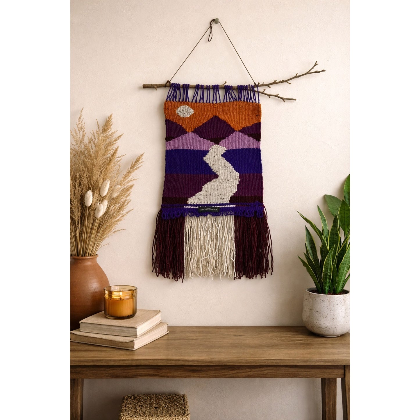 The Yarn Sculptor Woven Wall Hanging Mountain Landscape Fiber Art Textile 28x22