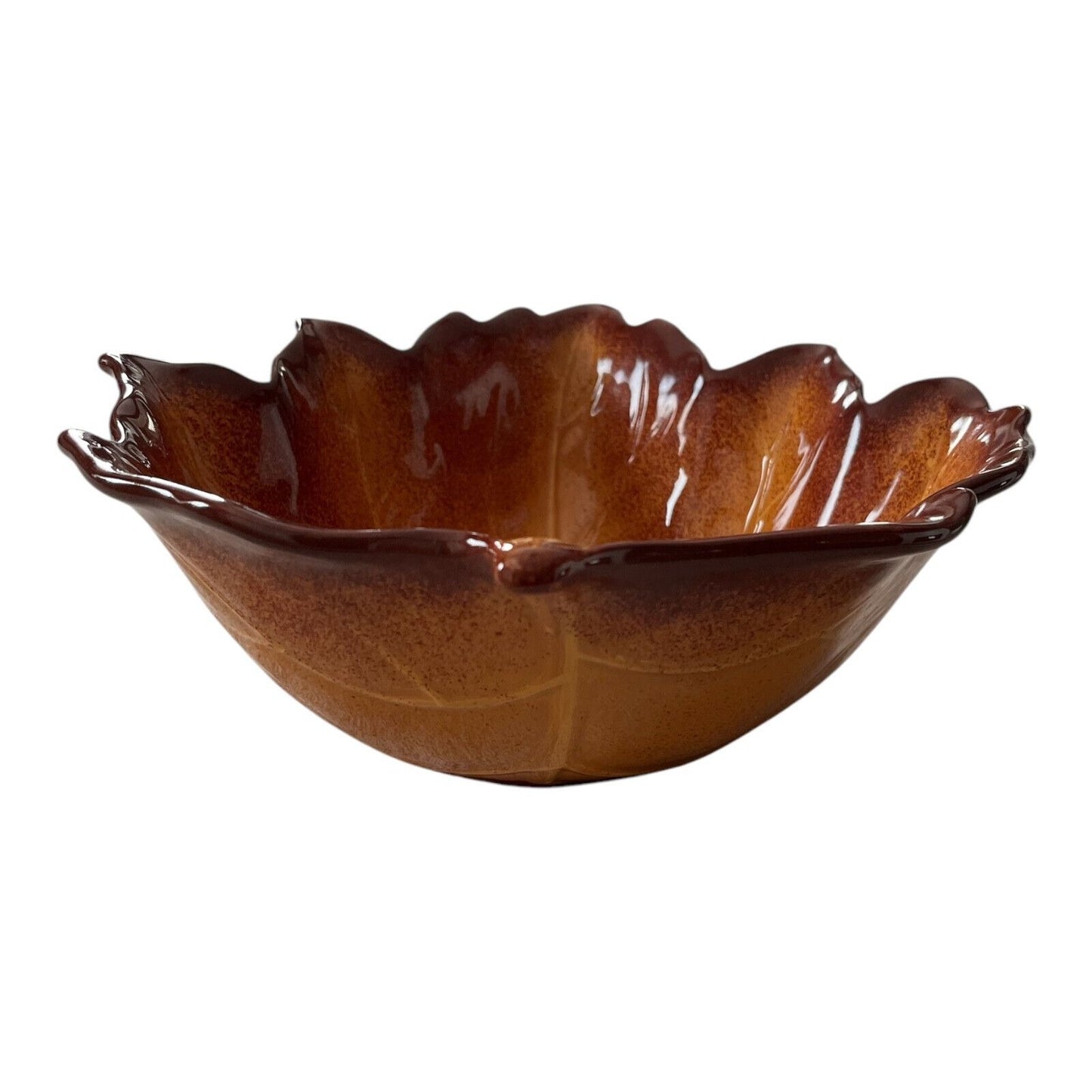 Better Homes & Gardens Autumn Leaf Bowl – Glazed Ceramic Maple Leaf Dish – Fall Harvest Decor – Brown & Amber Serveware