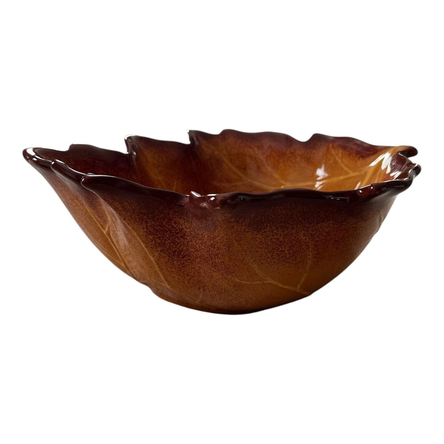 Better Homes & Gardens Autumn Leaf Bowl – Glazed Ceramic Maple Leaf Dish – Fall Harvest Decor – Brown & Amber Serveware