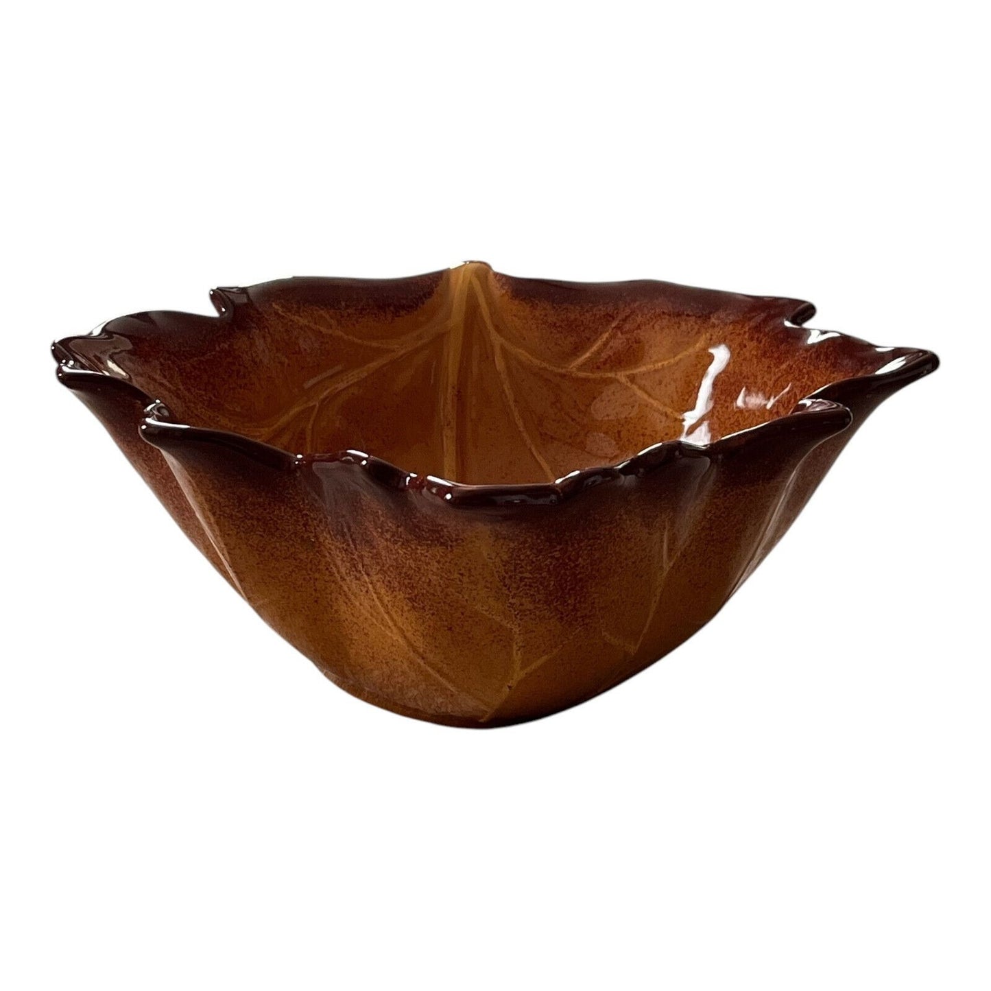 Better Homes & Gardens Autumn Leaf Bowl – Glazed Ceramic Maple Leaf Dish – Fall Harvest Decor – Brown & Amber Serveware