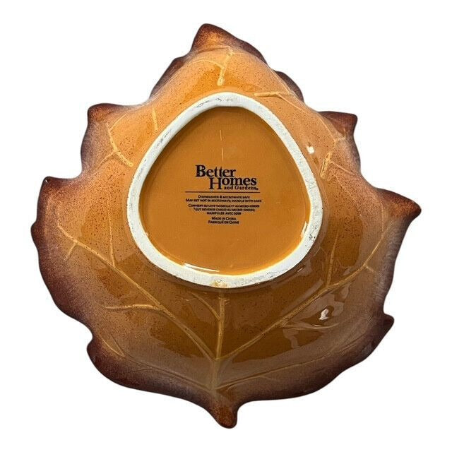 Better Homes & Gardens Autumn Leaf Bowl – Glazed Ceramic Maple Leaf Dish – Fall Harvest Decor – Brown & Amber Serveware