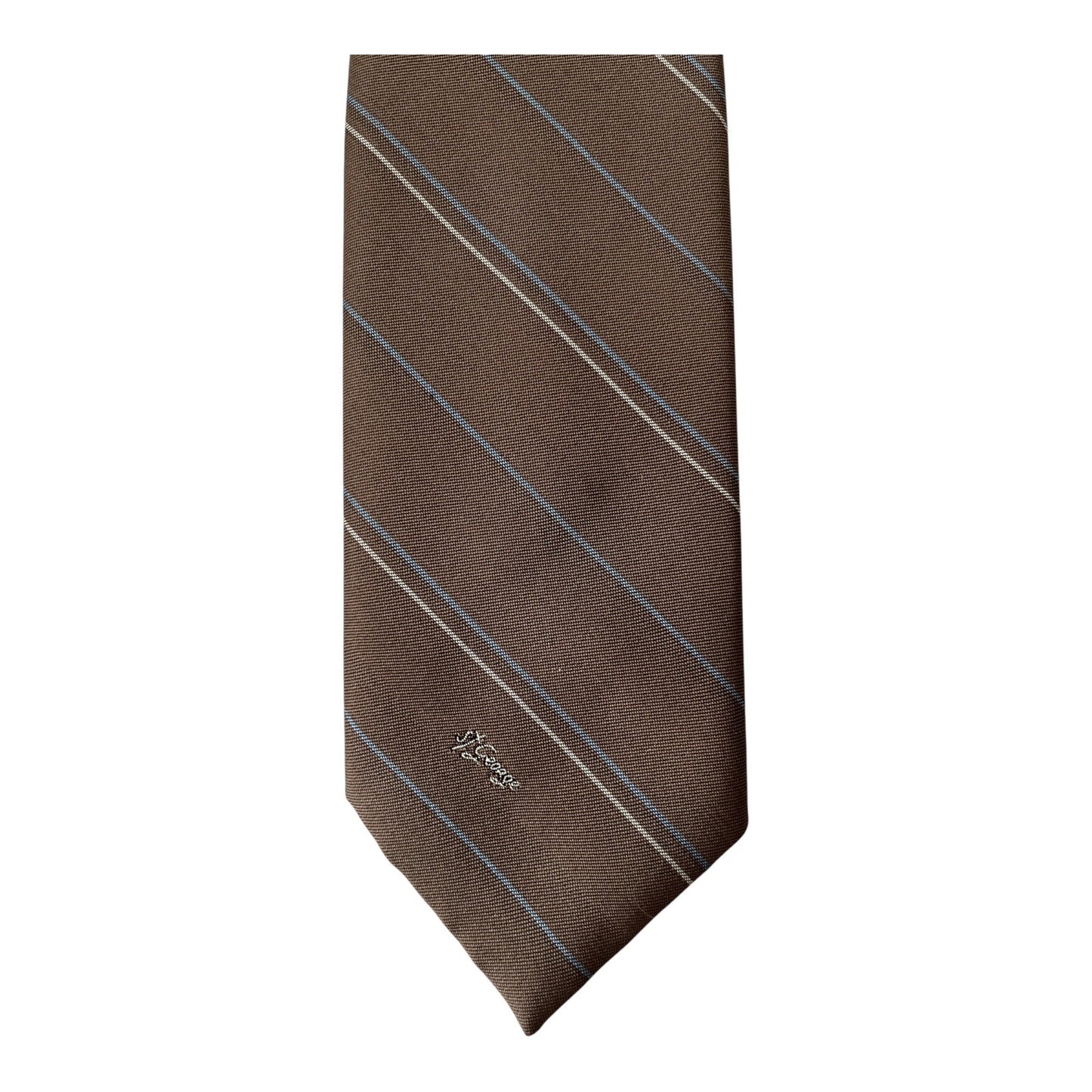 Vintage Allyn St. George Men’s Tie – Brown Striped Necktie 57” Long Y2K