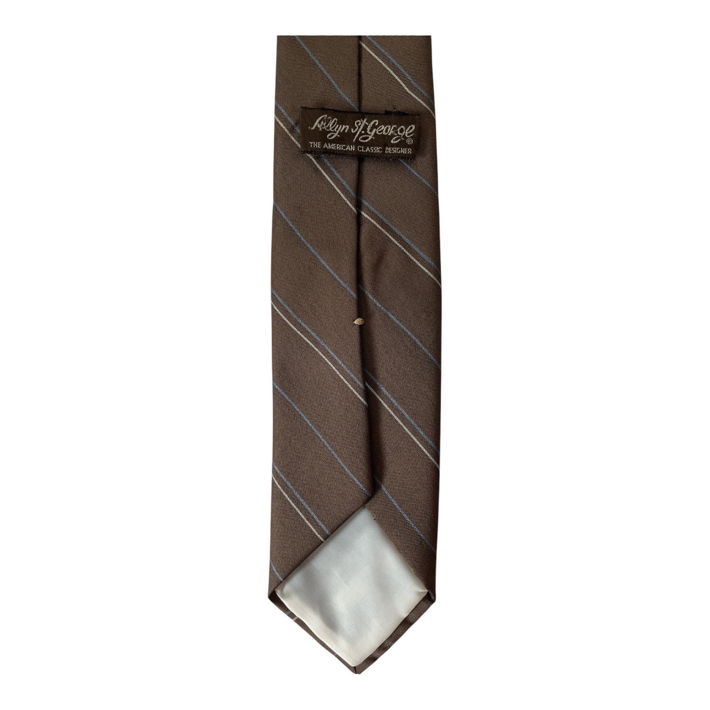 Vintage Allyn St. George Men’s Tie – Brown Striped Necktie 57” Long Y2K