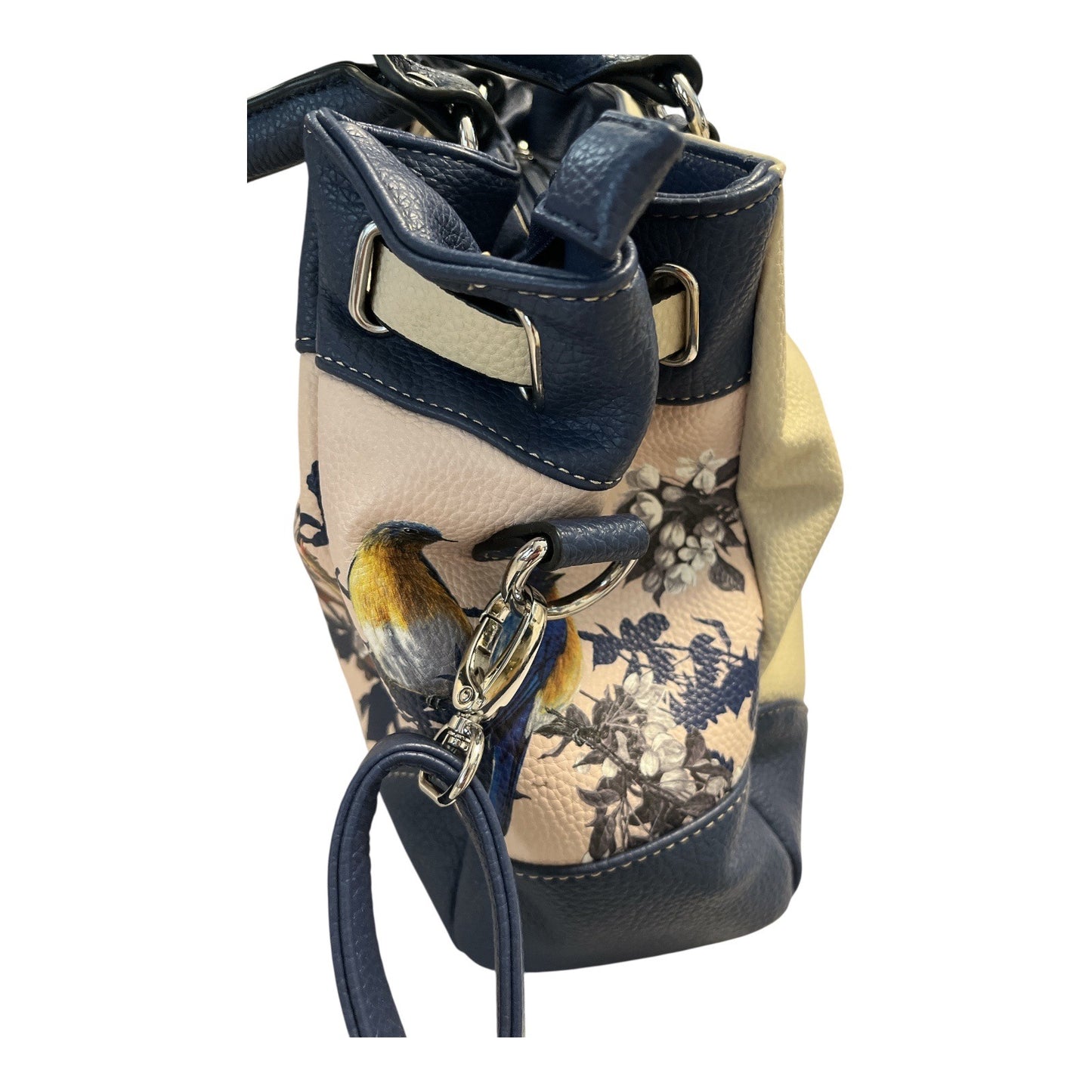 Bradford Exchange James Hautman Songbird Satchel Handbag – Cardinal Charm – Blue Trim – Faux Leather