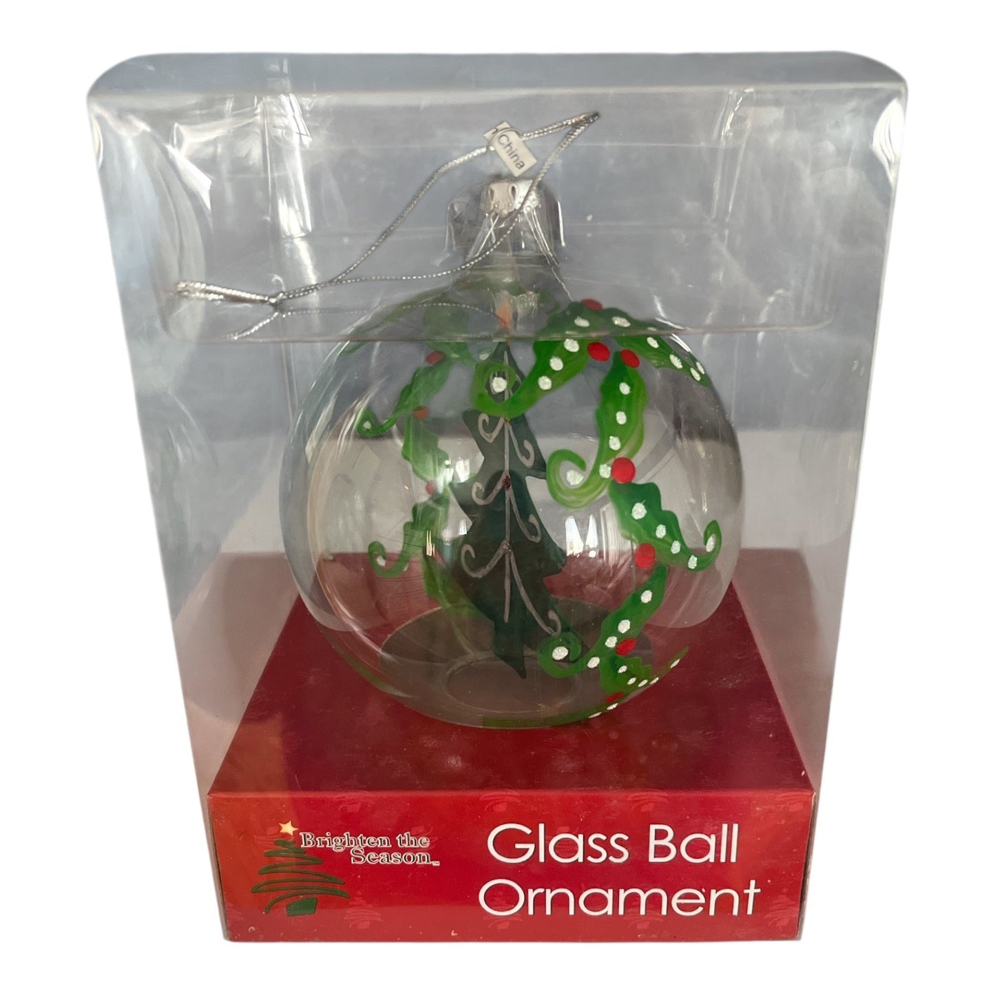 2007 Brighten the Season Glass Ball Christmas Ornament – 3.75" Hand-Painted Tree & Garland – New in Box
