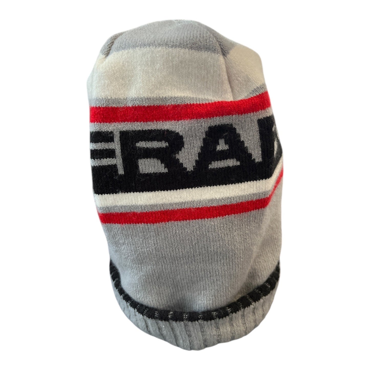 Under Armour OSFA Men’s Winter Beanie – Gray with Red, Black & White Stripes – Acrylic Blend