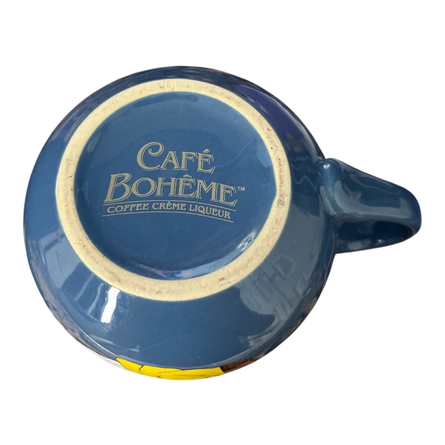 Pair of Café Bohême Coffee Crème Liqueur Mugs – Retro Lady in Yellow – 1990s