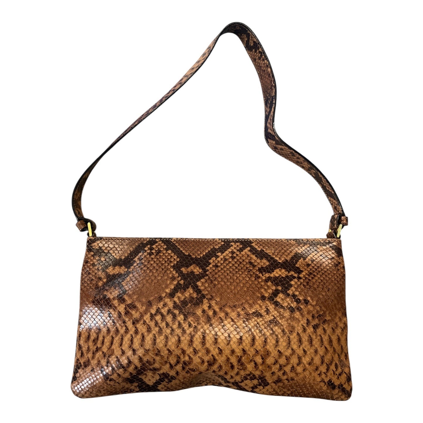 Preston & York Genuine Leather Python Print Shoulder Bag With Magnetic Snap