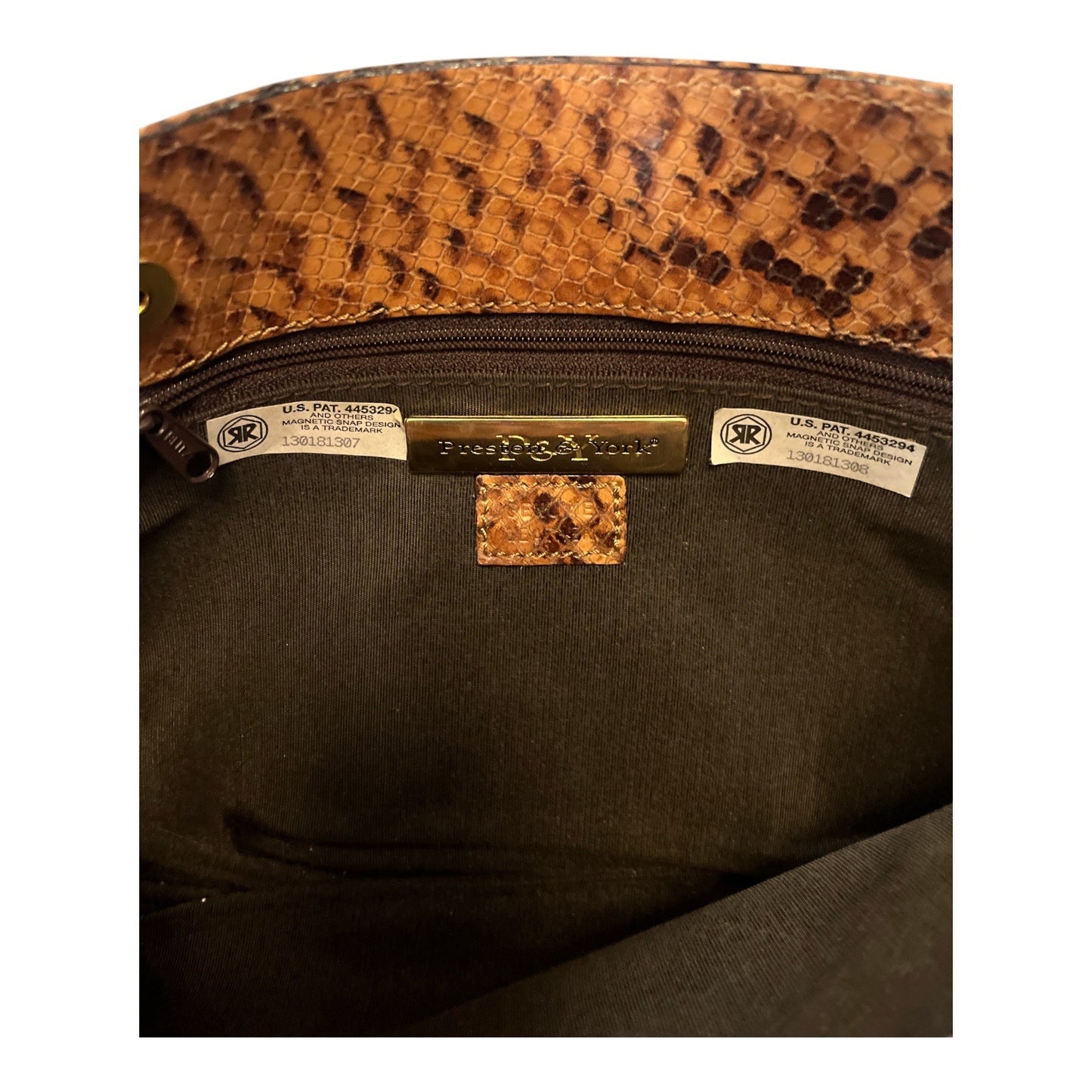 Preston & York Genuine Leather Python Print Shoulder Bag With Magnetic Snap
