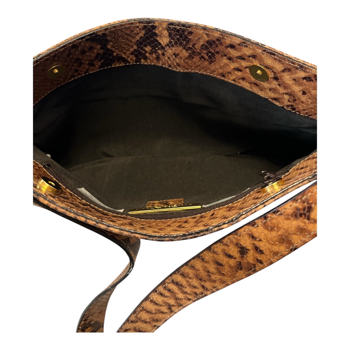 Preston & York Genuine Leather Python Print Shoulder Bag With Magnetic Snap