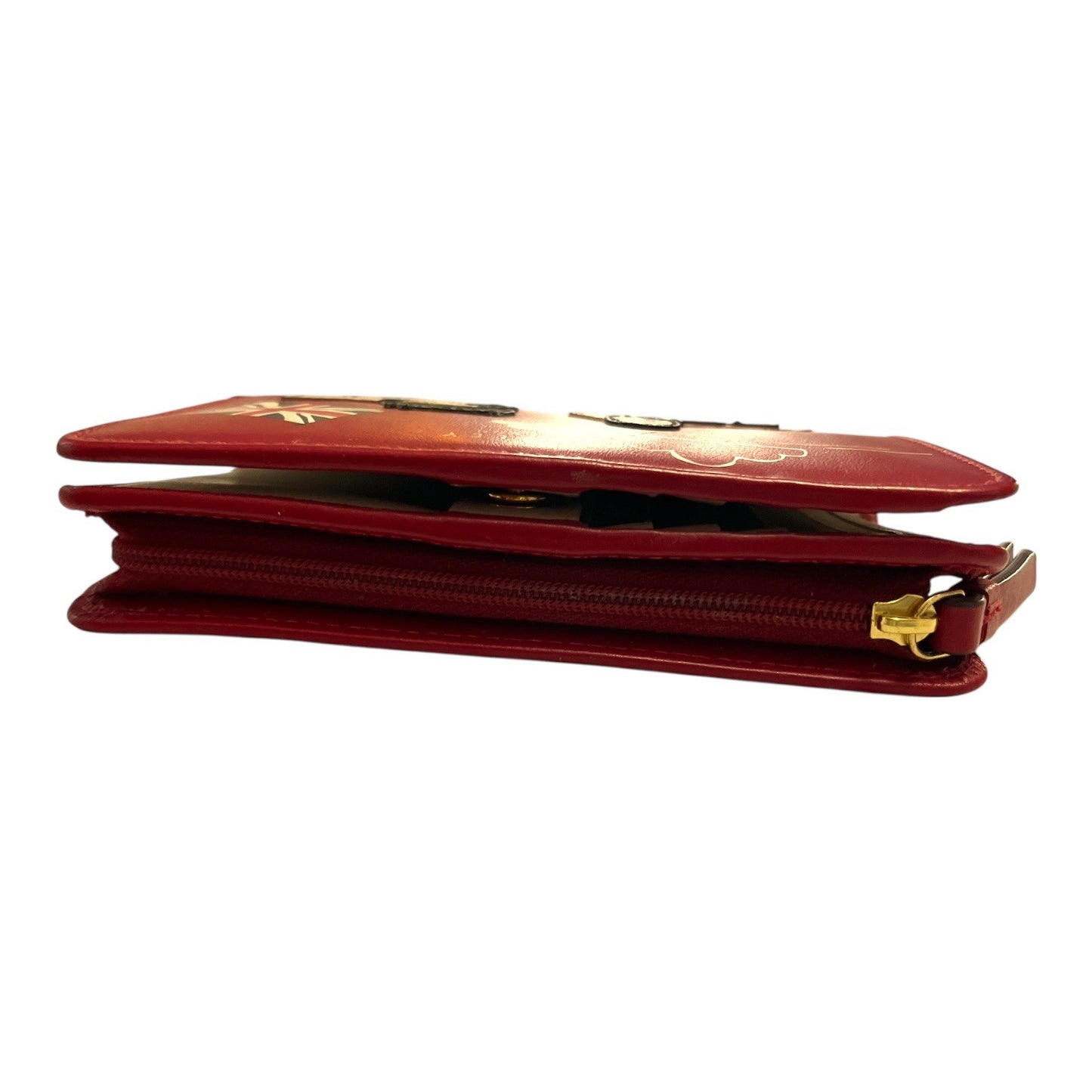 Radley London Leather Wallet – Red Appliqué Dogs with Union Jack – Bifold Zip Coin Purse