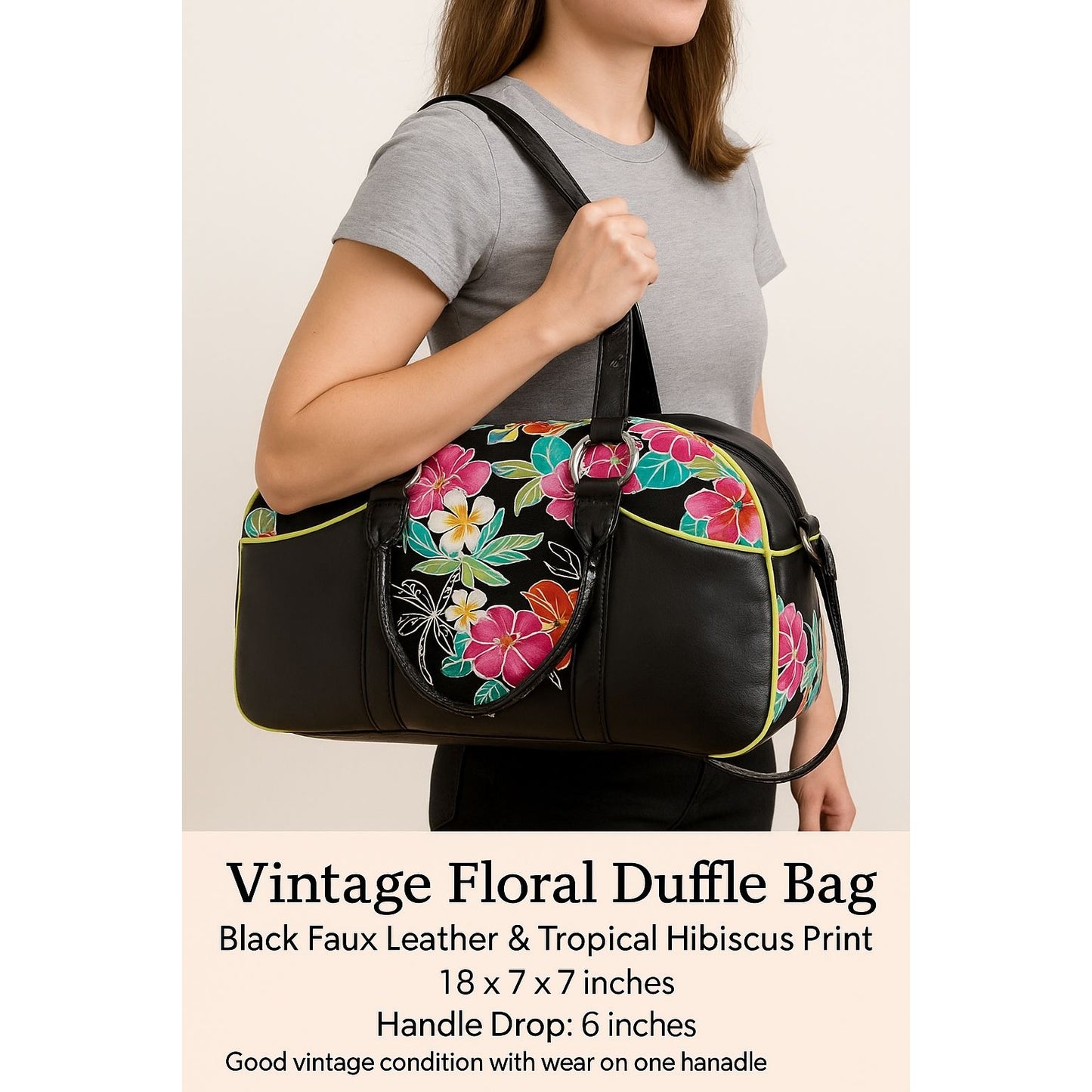 Floral Duffel Bag – Stylish and Spacious, Good Condition
