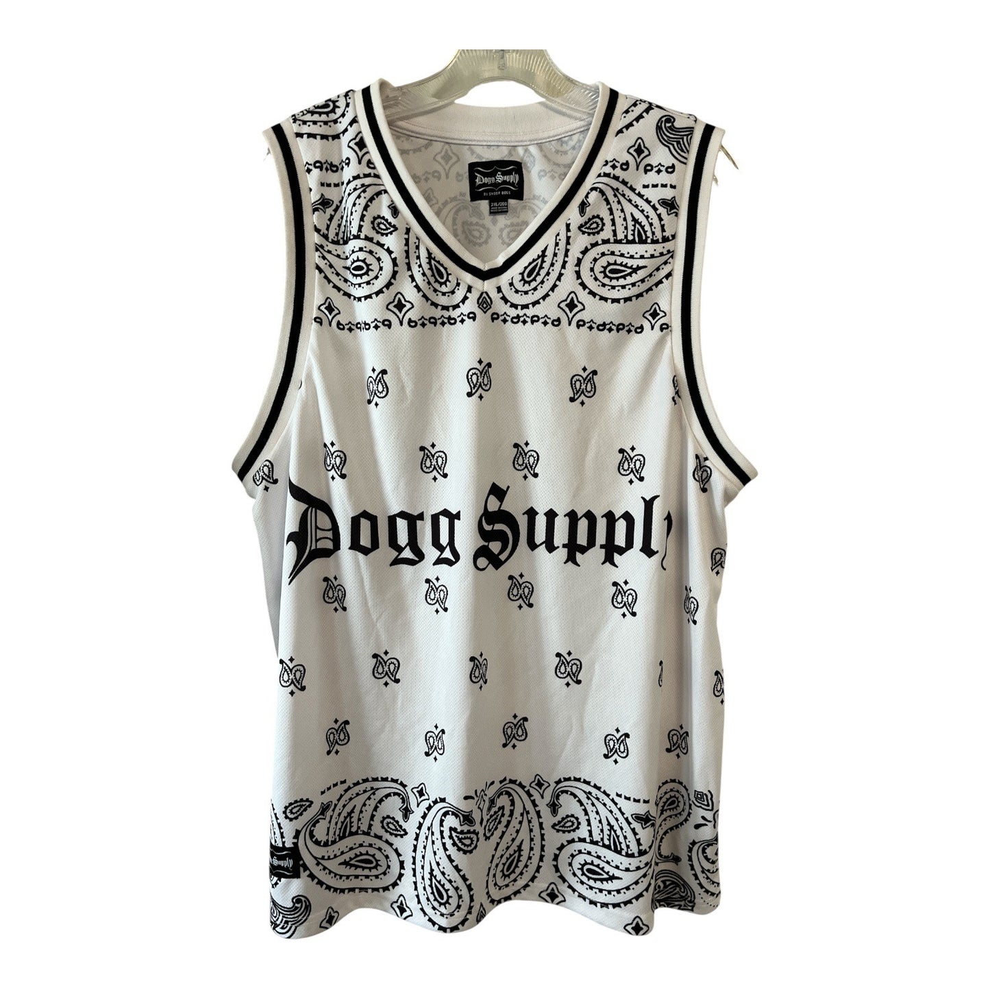 Dogg Supply by Snoop Dogg 2XL Tank Top – White Bandana Mesh Jersey – Vintage Y2K–2010s Streetwear