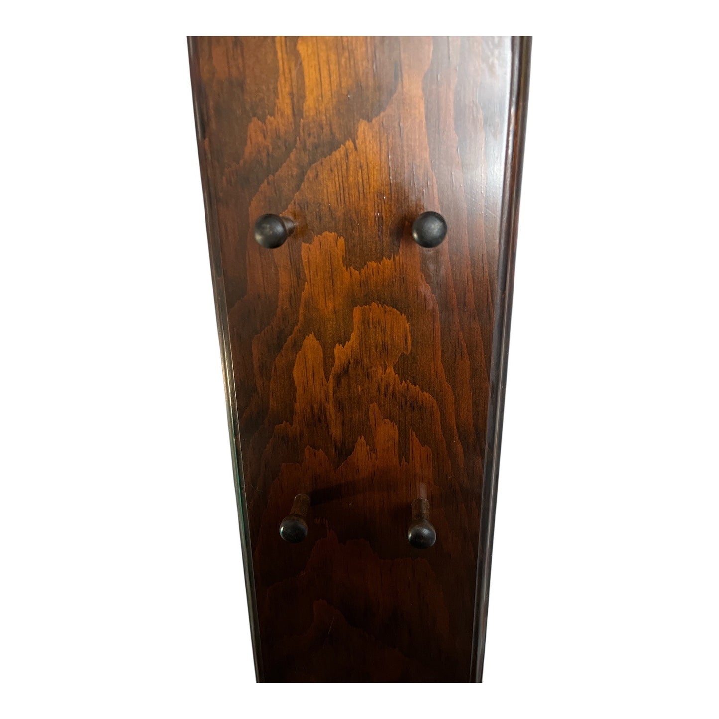 Vintage Wooden Wall Rack - Signed – Dark Stain – 6-Peg Hanging Organizer – 18"