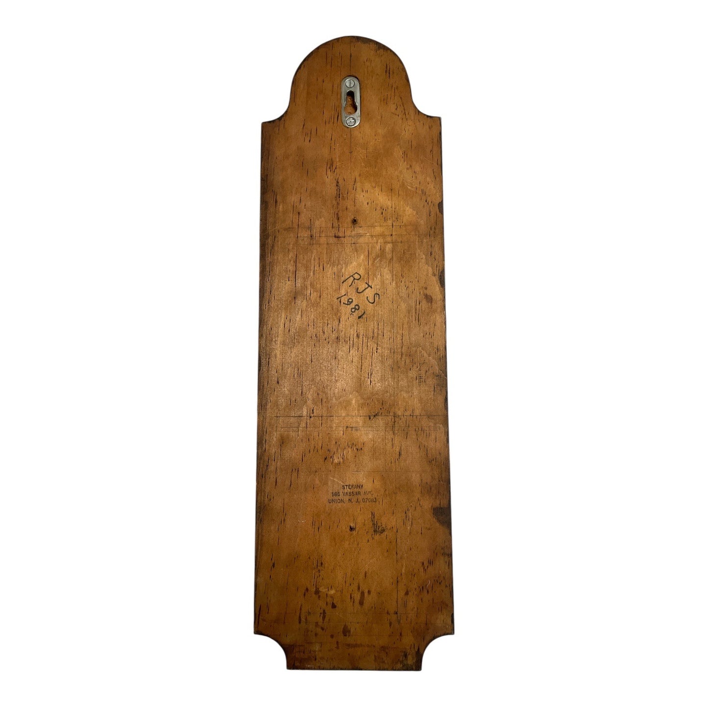 Vintage Wooden Wall Rack - Signed – Dark Stain – 6-Peg Hanging Organizer – 18"