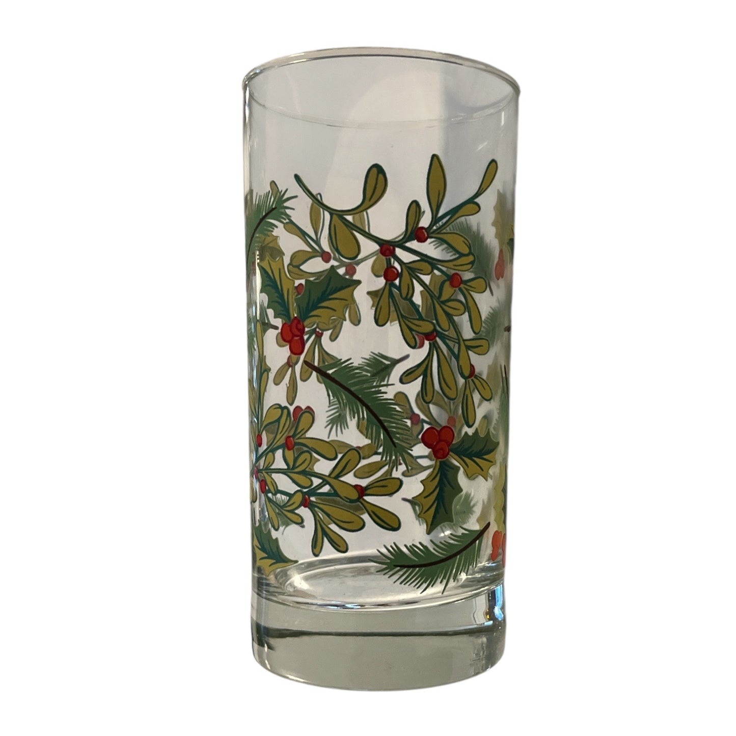 Vintage Crisa Holiday Glasses – Set of 3 Christmas Tumblers – Holly & Mistletoe
