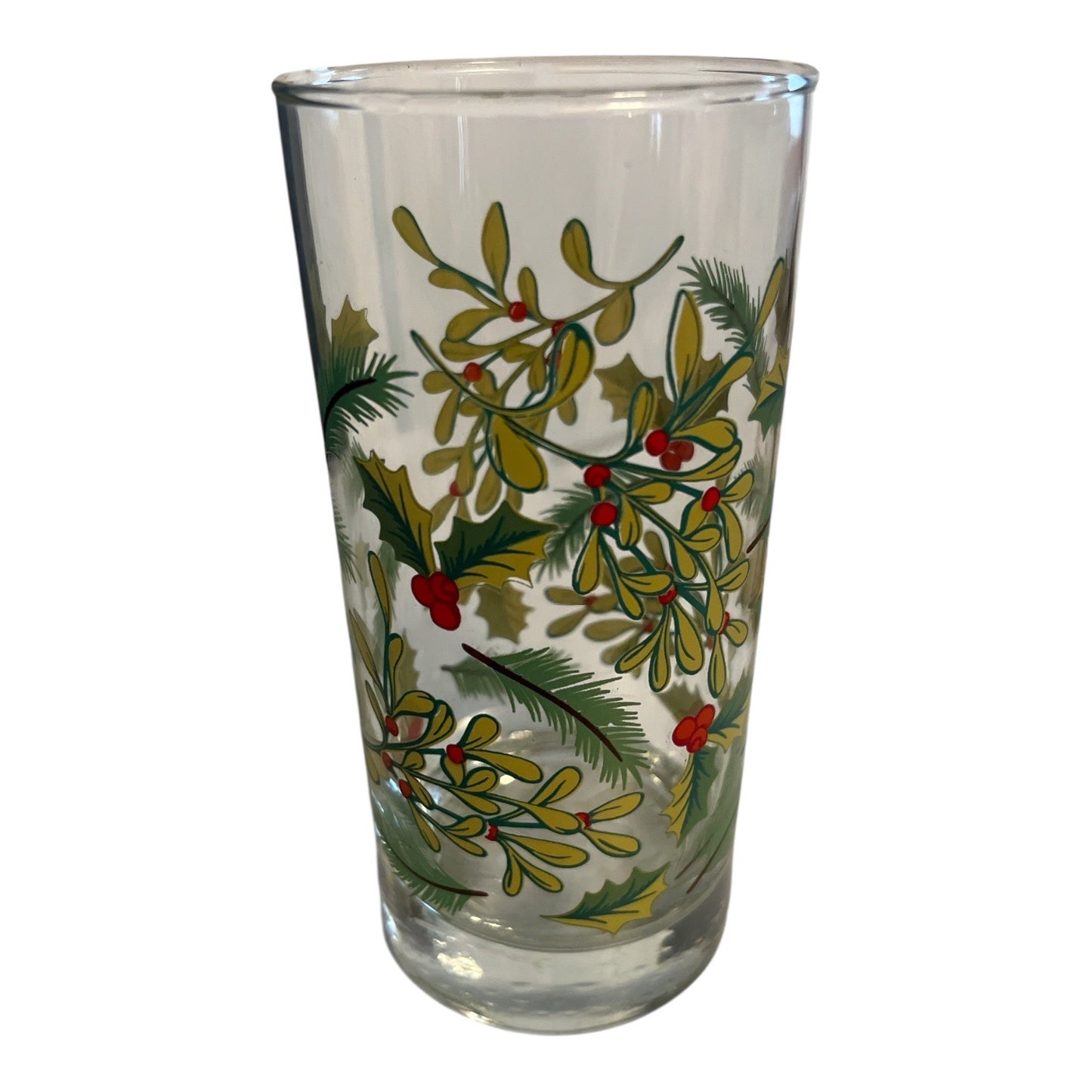 Vintage Crisa Holiday Glasses – Set of 3 Christmas Tumblers – Holly & Mistletoe
