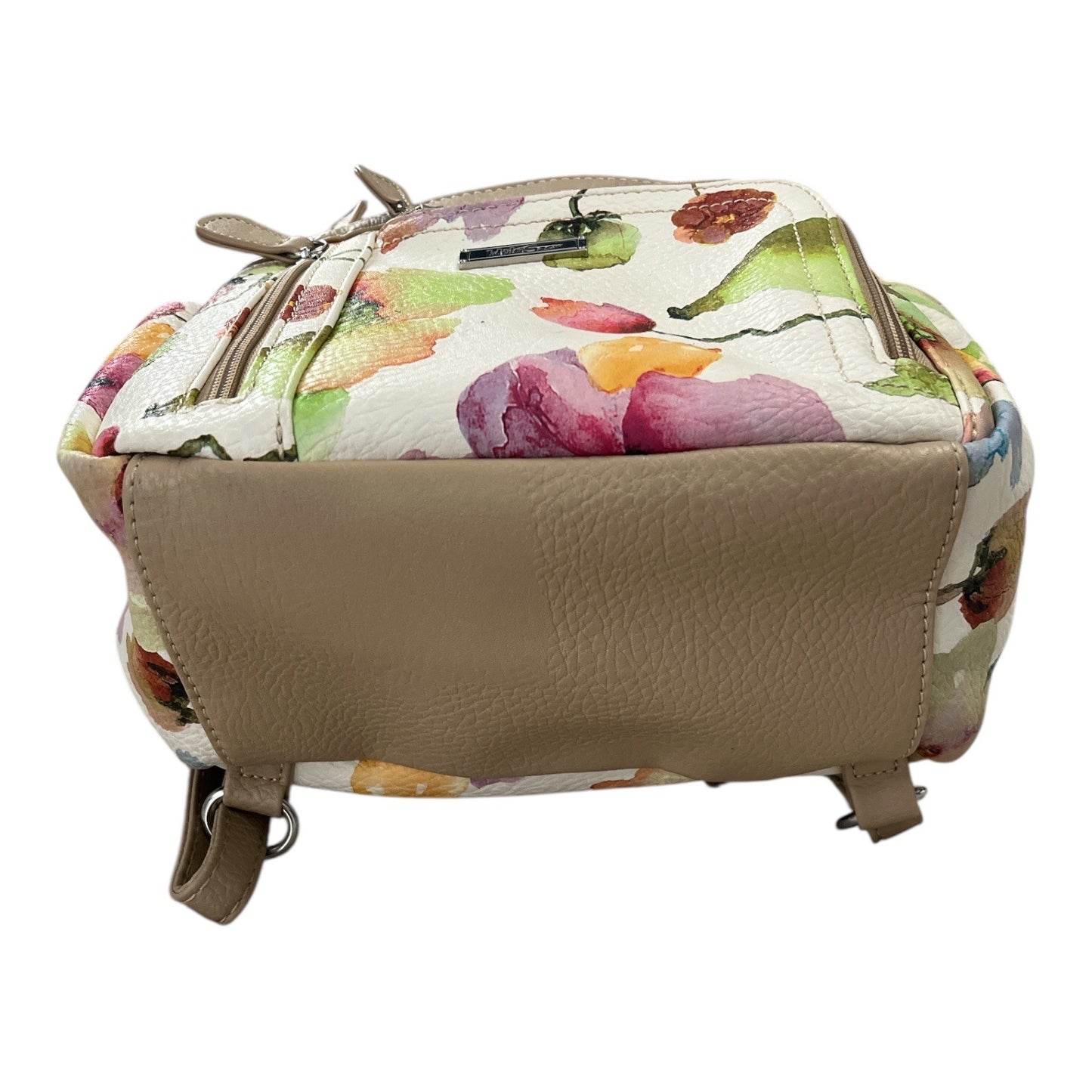 MultiSac Floral Mini Backpack Purse – Faux Leather, Zip Pockets, Adjustable Straps, 11x9x4