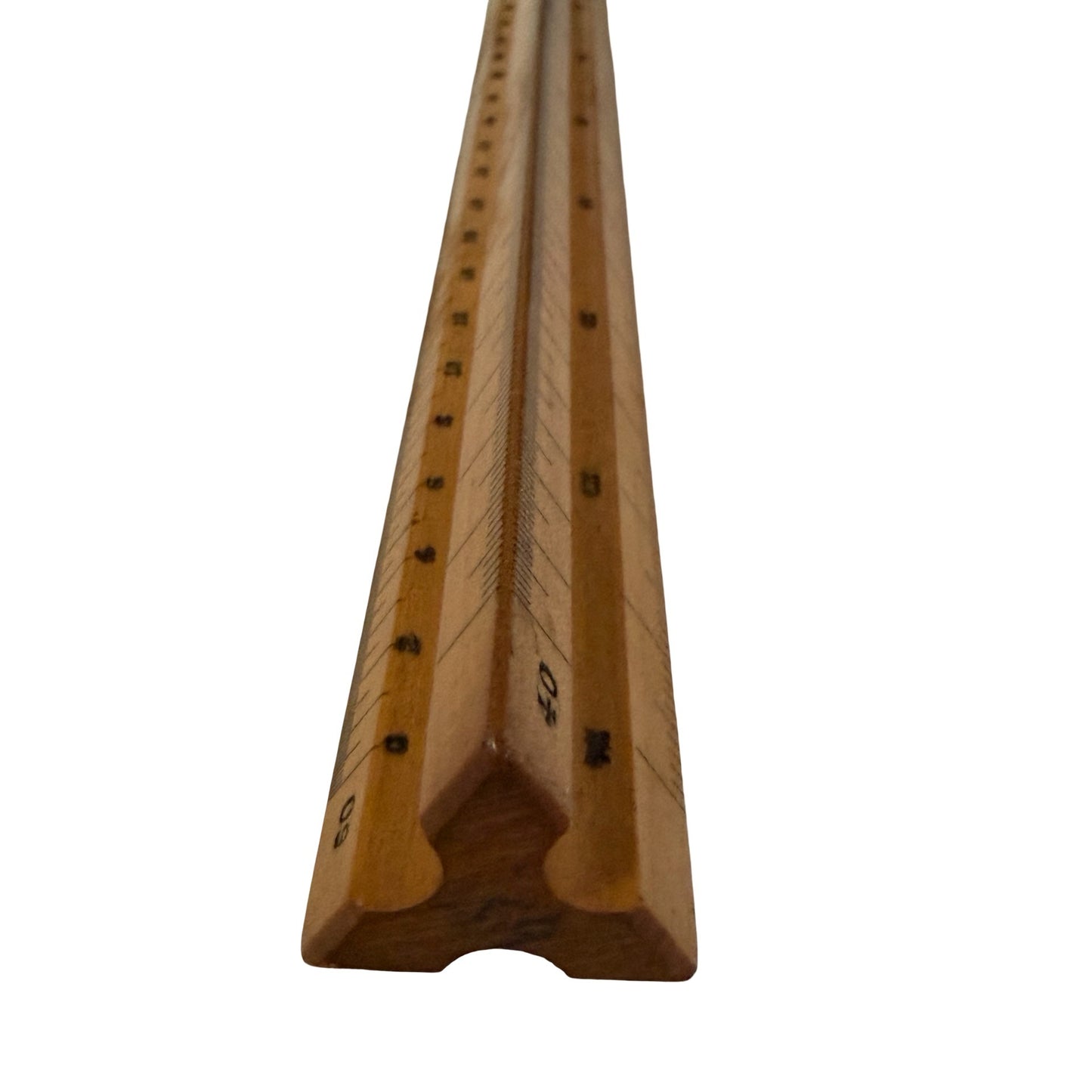 Vintage Wooden Triangular Architect Engineer Scale Ruler 60 cm Drafting Measuring Tool