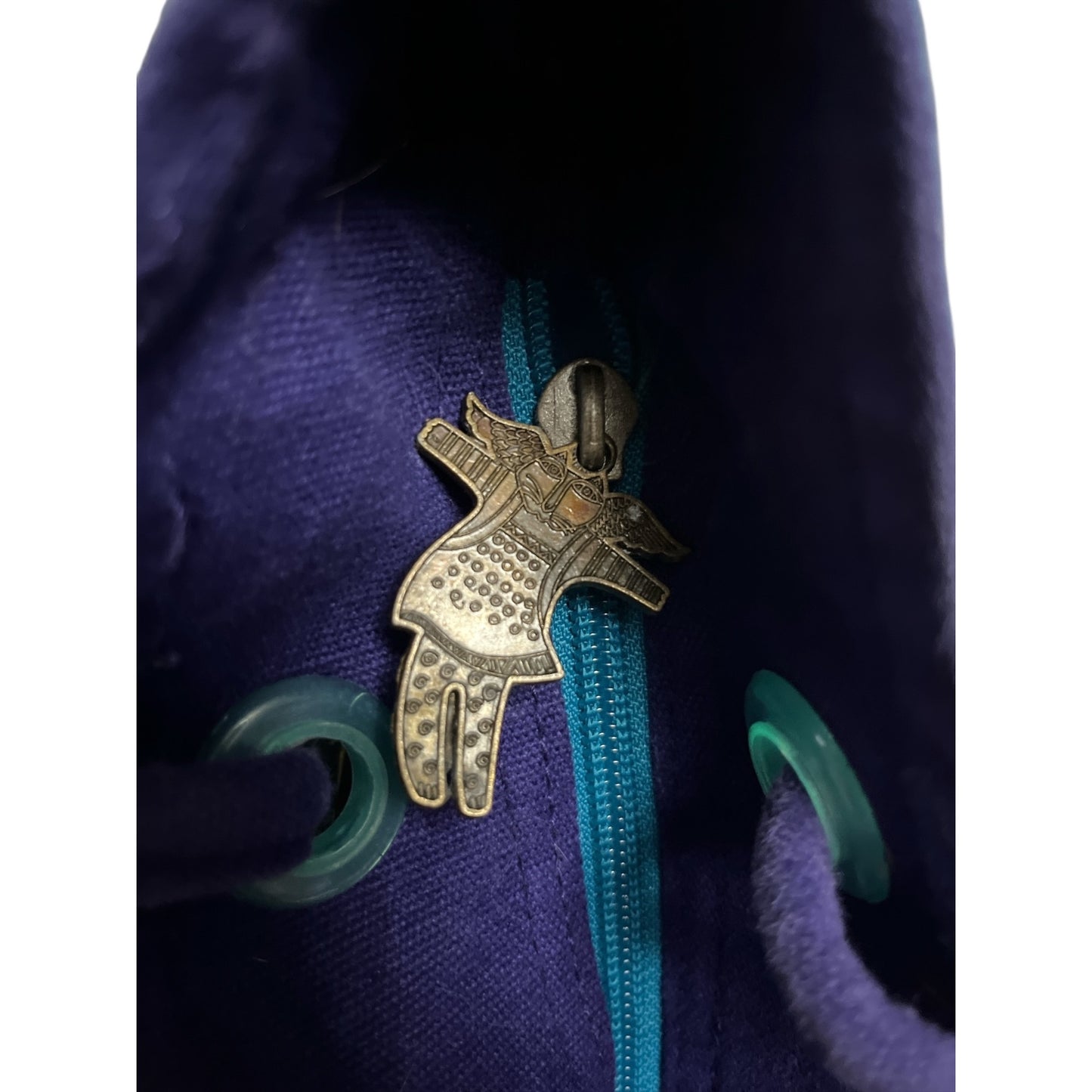 Laurel Burch Blue Cat Tote Bag Canvas Shoulder Bag Sequins Art Purse